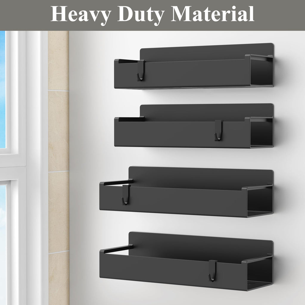 HuggieGems 4 Pack Magnetic Spice Rack Organizer for Refrigerator and Oven, Black Fridge Organizers and Storage for Kitchen