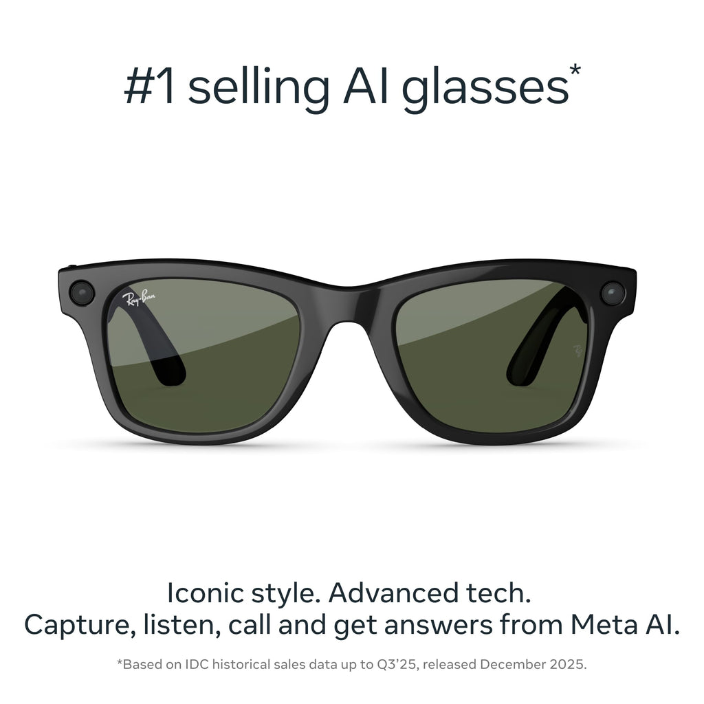 Ray-Ban Meta (Gen 2), Wayfarer, Matte Black | Smart AI Glasses for Men, Women — 2X Battery Life — 3K HD Resolution — 12 MP Ultra-Wide Camera, Audio, Video — Clear Lenses — Wearable Technology