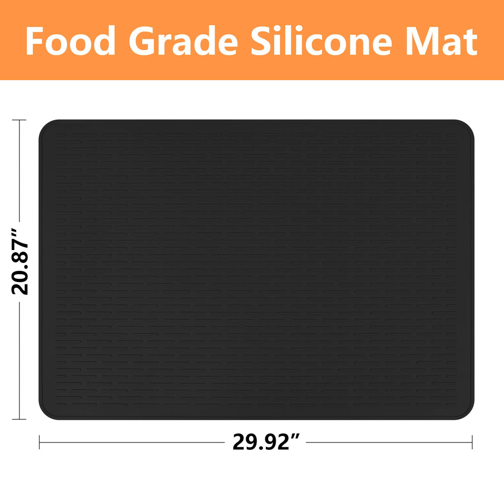 Stove Top Cover for Electric Stove- Range Covers for Electric Stove,Silicone XXL Dish Drying Mat, Glass Cooktop Covers, Flat RV Range top Mats (Black, 28"x20")