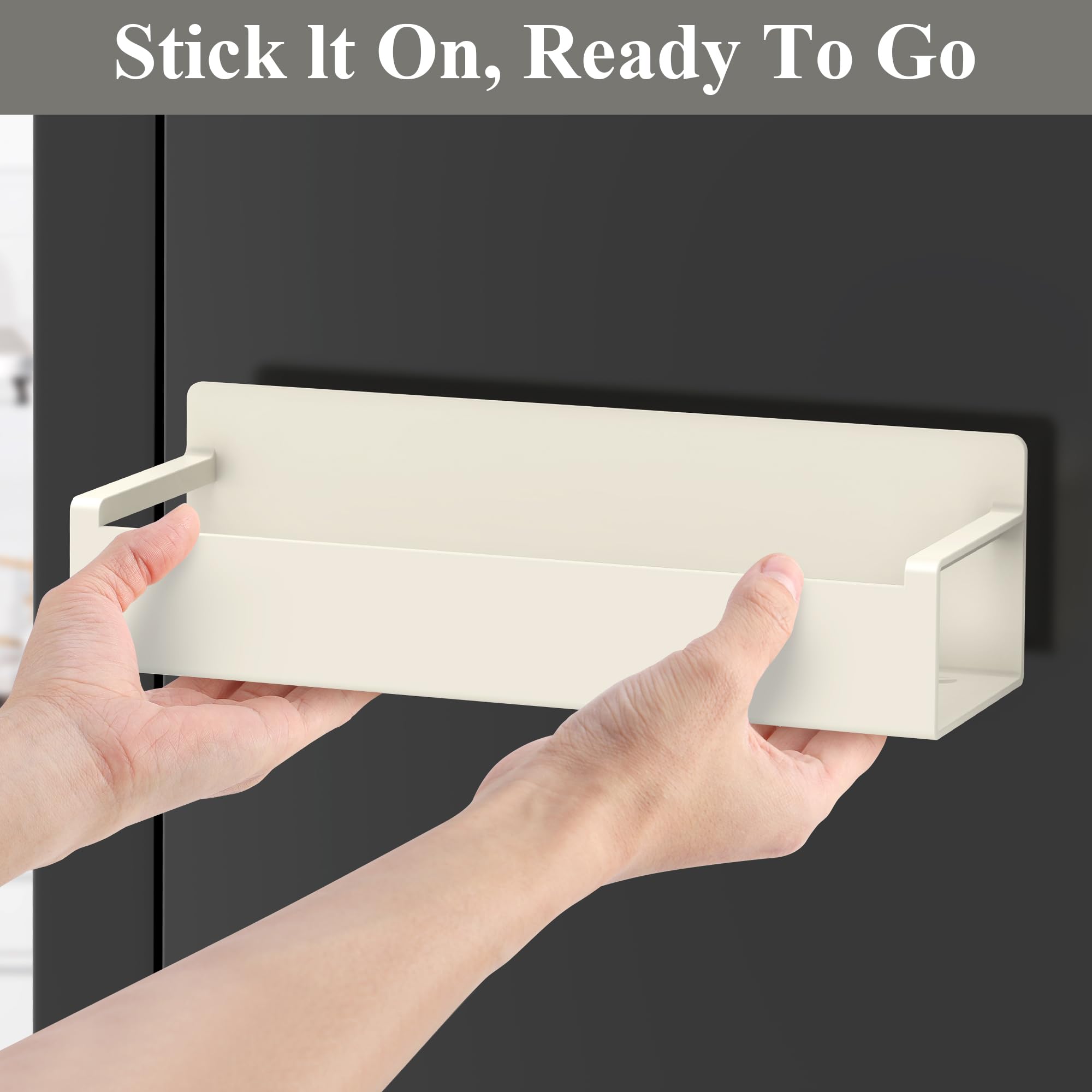 HuggieGems 4 Pack Magnetic Spice Rack Organizer for Refrigerator and Oven, Black Fridge Organizers and Storage for Kitchen
