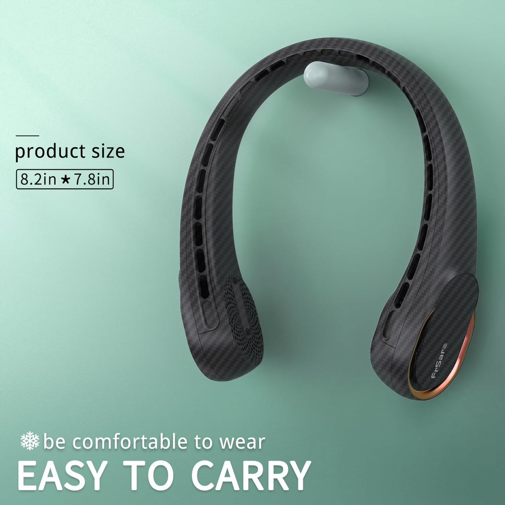 FrSara Neck Fan, Portable Personal Fan Strong Wind, 4000mAh, Air Volume,360° Cooling, No Hair Twisting, Air Volume On 2 Sides, Non-Slip, Quick Charge, Long Use Time, Birthday Gift for Women, Dad, Men