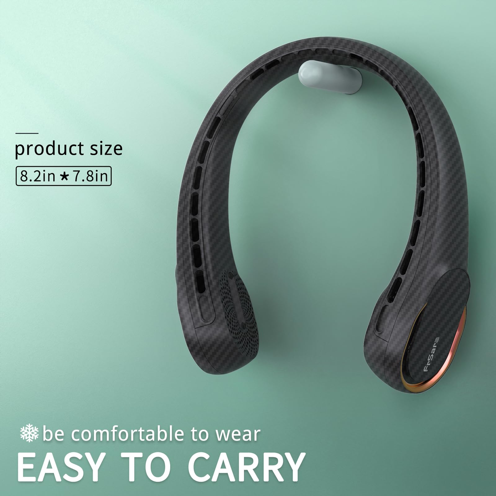 FrSara Neck Fan, Portable Personal Fan Strong Wind, 4000mAh, Air Volume,360° Cooling, No Hair Twisting, Air Volume On 2 Sides, Non-Slip, Quick Charge, Long Use Time, Birthday Gift for Women, Dad, Men