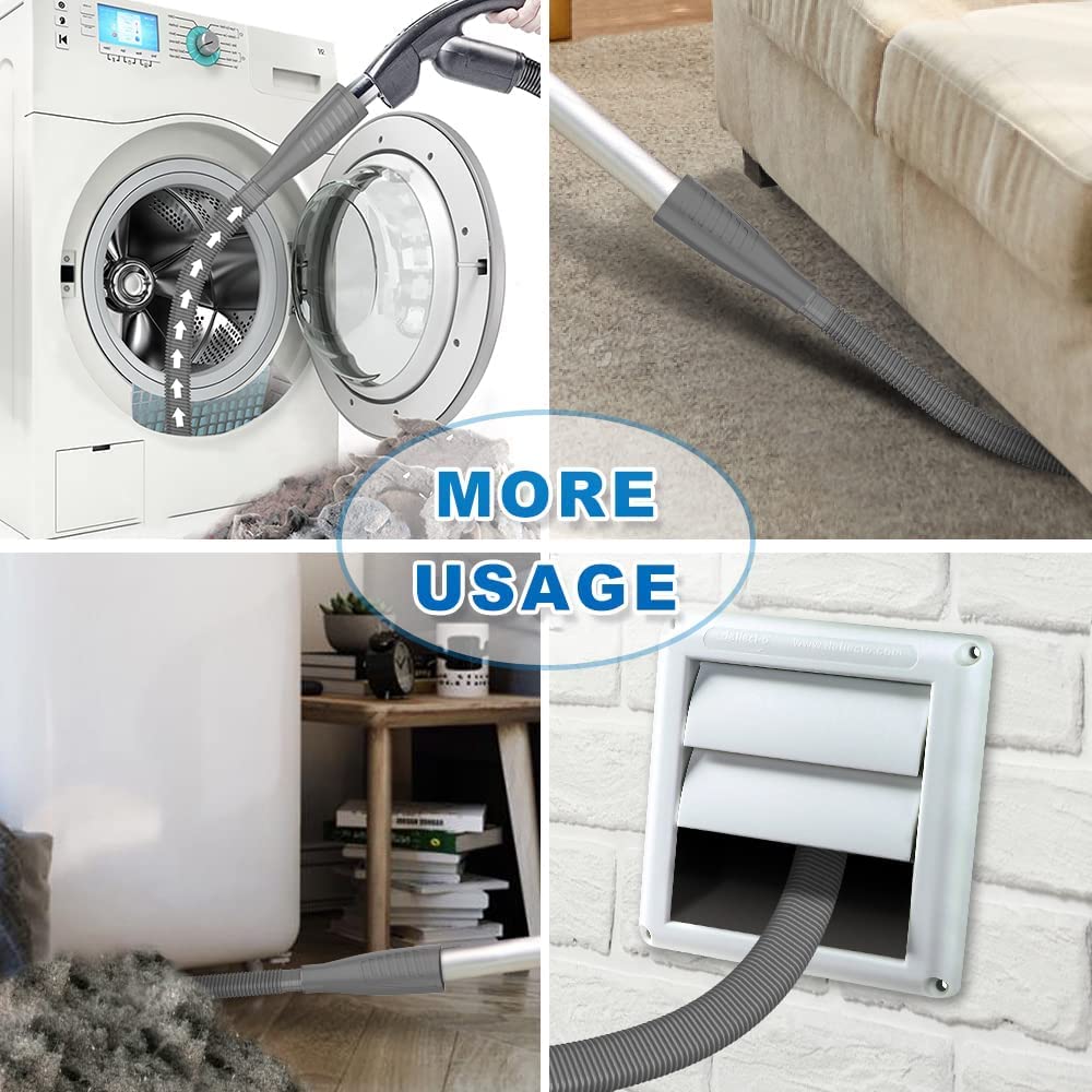 Sealegend 2 Pieces Dryer Vent Cleaner Kit Dryer Lint Vacuum Attachment, Dryer Vent Cleaning Lint Remover 2 Hoses Tools for Home Improvement