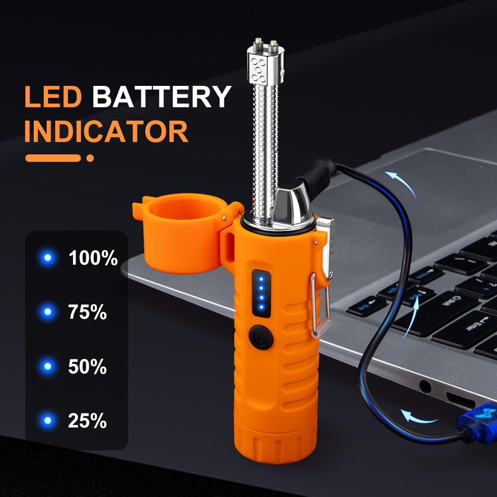 LcFun Electric Dual Arc Lighter USB Rechargeable Outdoor Windproof Flameless Plasma Lighters for Camping, Hiking, Waterproof Matches Survival Tactical Gear Birthday Gifts for Men