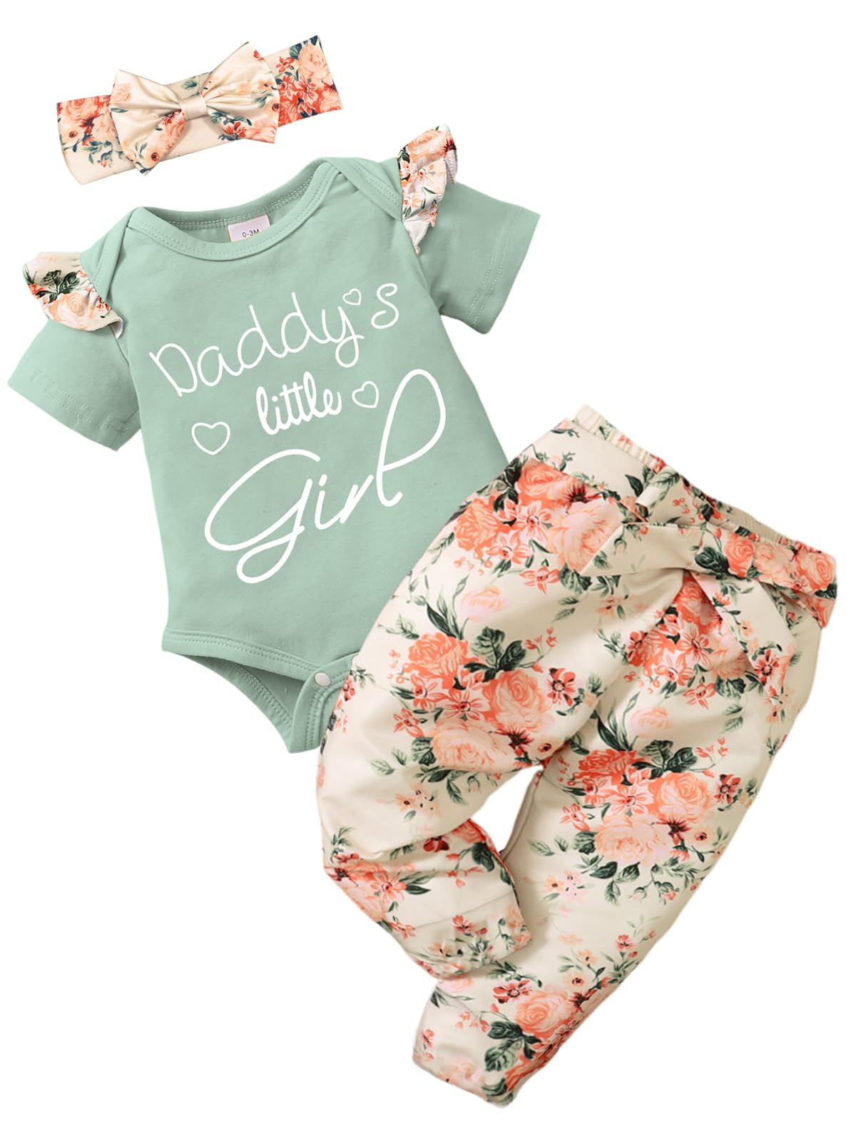 AMAWMW Baby Girl Clothes Set Daddys Little Girl Ruffle Romper Top Camouflage Pants Newborn Infant Baby Girl Outfit