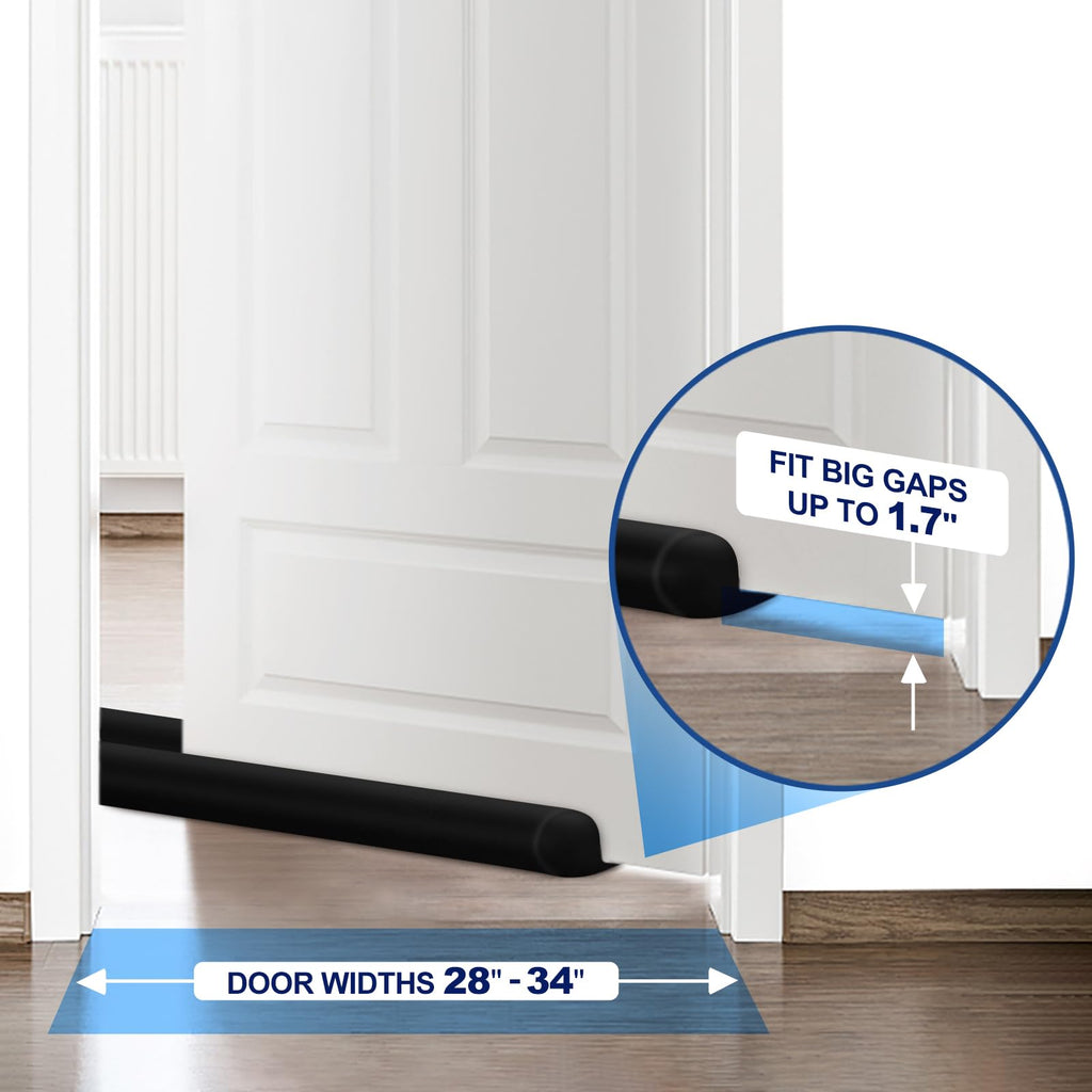 MAXTID Large Door Draft Stopper for Bottom of Doors 36” Under Door Sweep Noise Blocker Black Gap Stoppers Adjustable Doors Seal Sweep Guard Draft, Window Breeze Stoppers, Home Essentials Gadgets