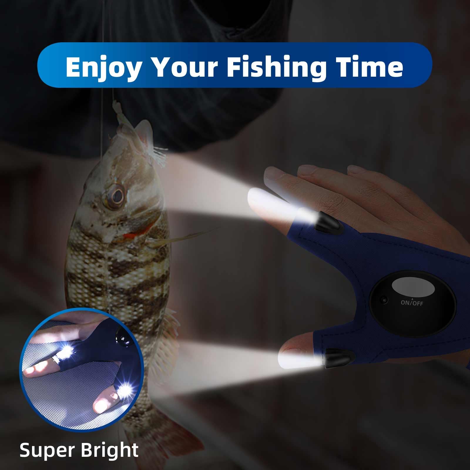 MOIPEJO LED Flashlight Gloves, Gifts for Men Dad Him Boyfriend Husband, Cool Gadget Hands-Free Finger Lights for Camping Fishing Repairing, Fathers Day Christmas Birthday Gift-Black
