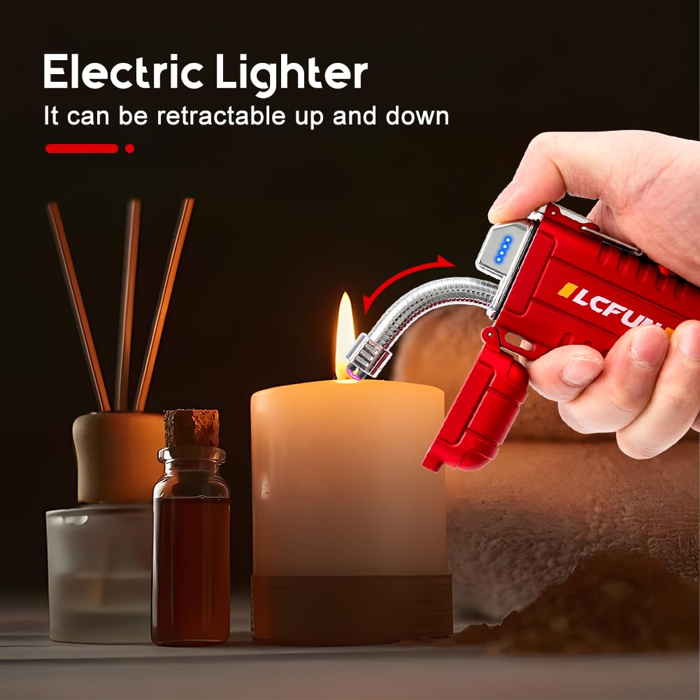 LcFun Electric Dual Arc Lighter USB Rechargeable Outdoor Windproof Flameless Plasma Lighters for Camping, Hiking, Waterproof Matches Survival Tactical Gear Birthday Gifts for Men