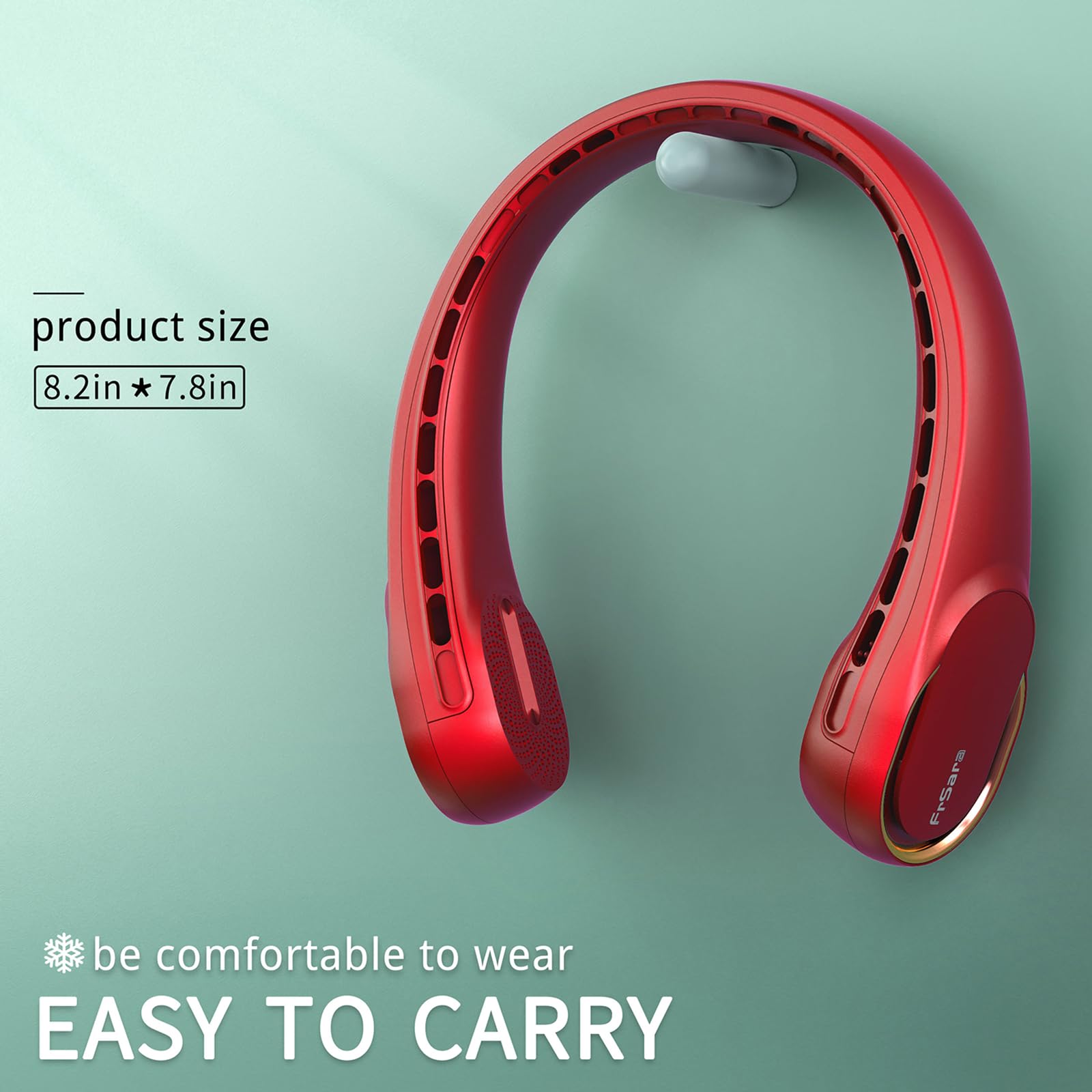 FrSara Neck Fan, Portable Personal Fan Strong Wind, 4000mAh, Air Volume,360° Cooling, No Hair Twisting, Air Volume On 2 Sides, Non-Slip, Quick Charge, Long Use Time, Birthday Gift for Women, Dad, Men