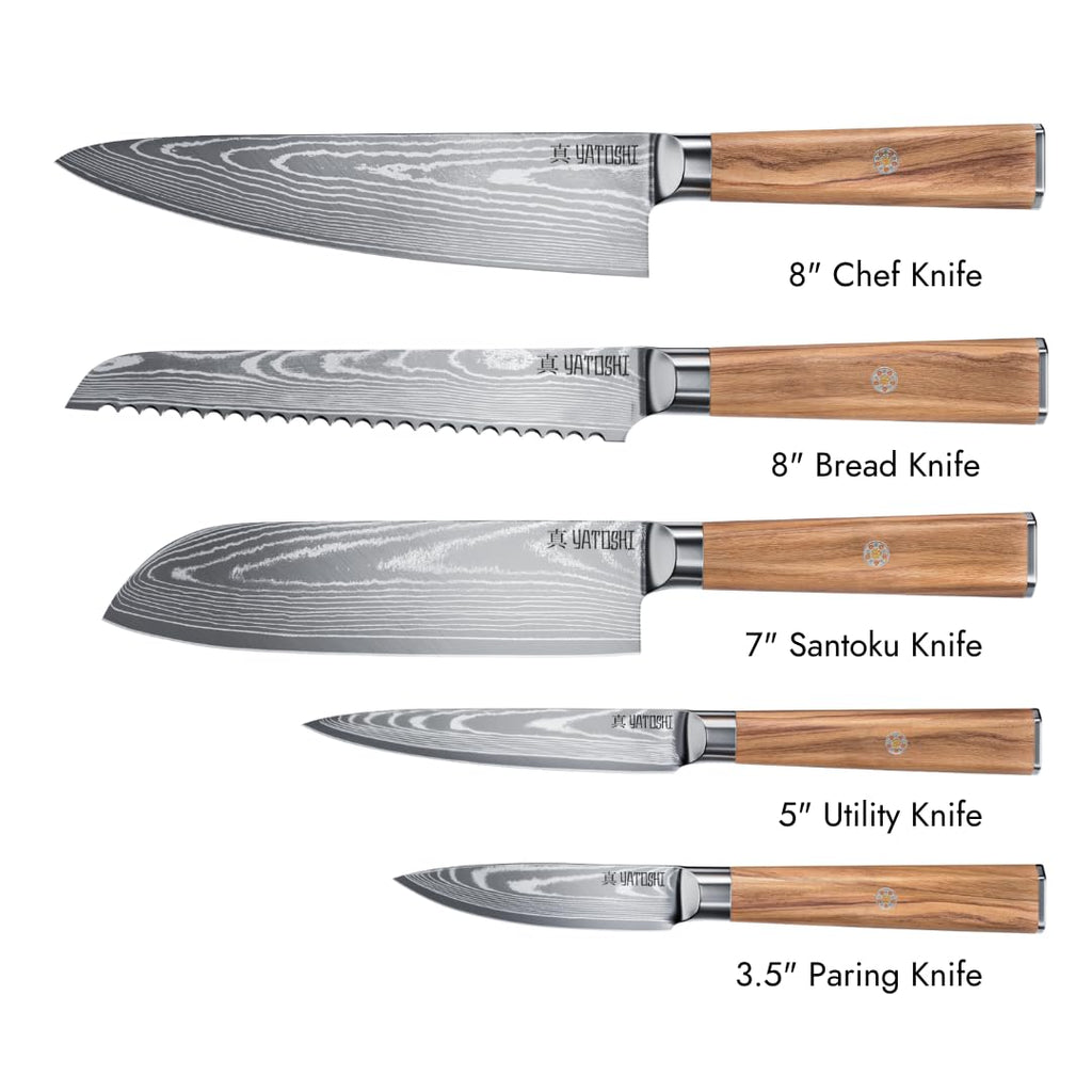 Yatoshi Professional Kitchen Knife Set, 15 Pieces, High Carbon Stainless Steel, Ergonomic Handle