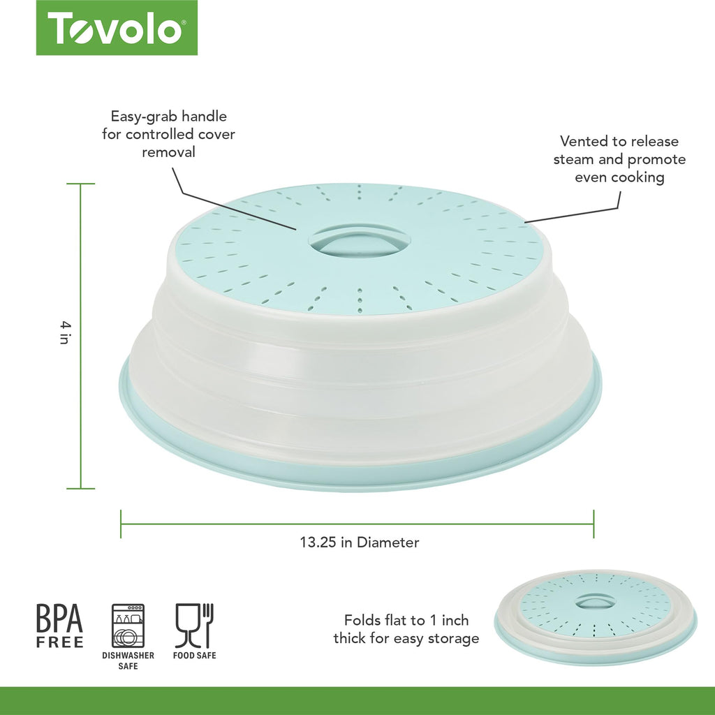 Tovolo Microwave Splatter Cover for Food, Medium (Charcoal) - Collapsible & Vented Silicone Splatter Guard Lid - Microwave Plate & Dish Cover with Handle - BPA-Free Kitchen Gadget for Meal Prep