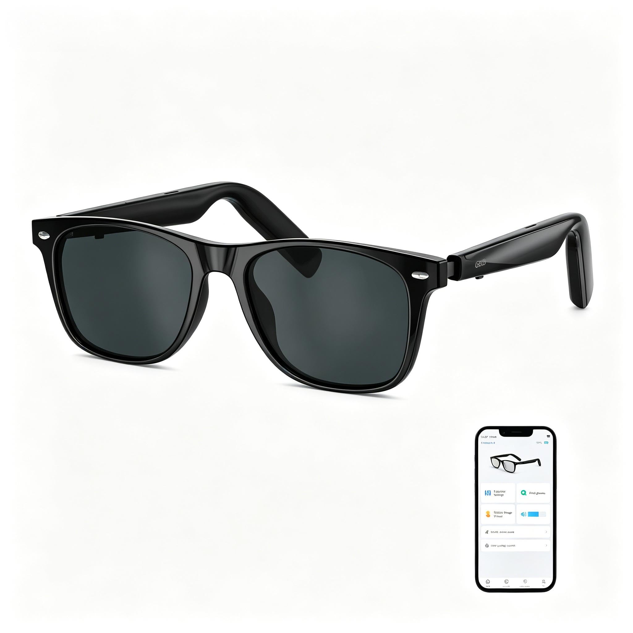 AI Glasses for Men & Women, Smart Glasses Powered by ChatGPT, AI Real-time Translation with 107 languages, 11H Music Play, Bluetooth Sunglasses with Polarized Lens, UV Protection for Daily Use, Travel