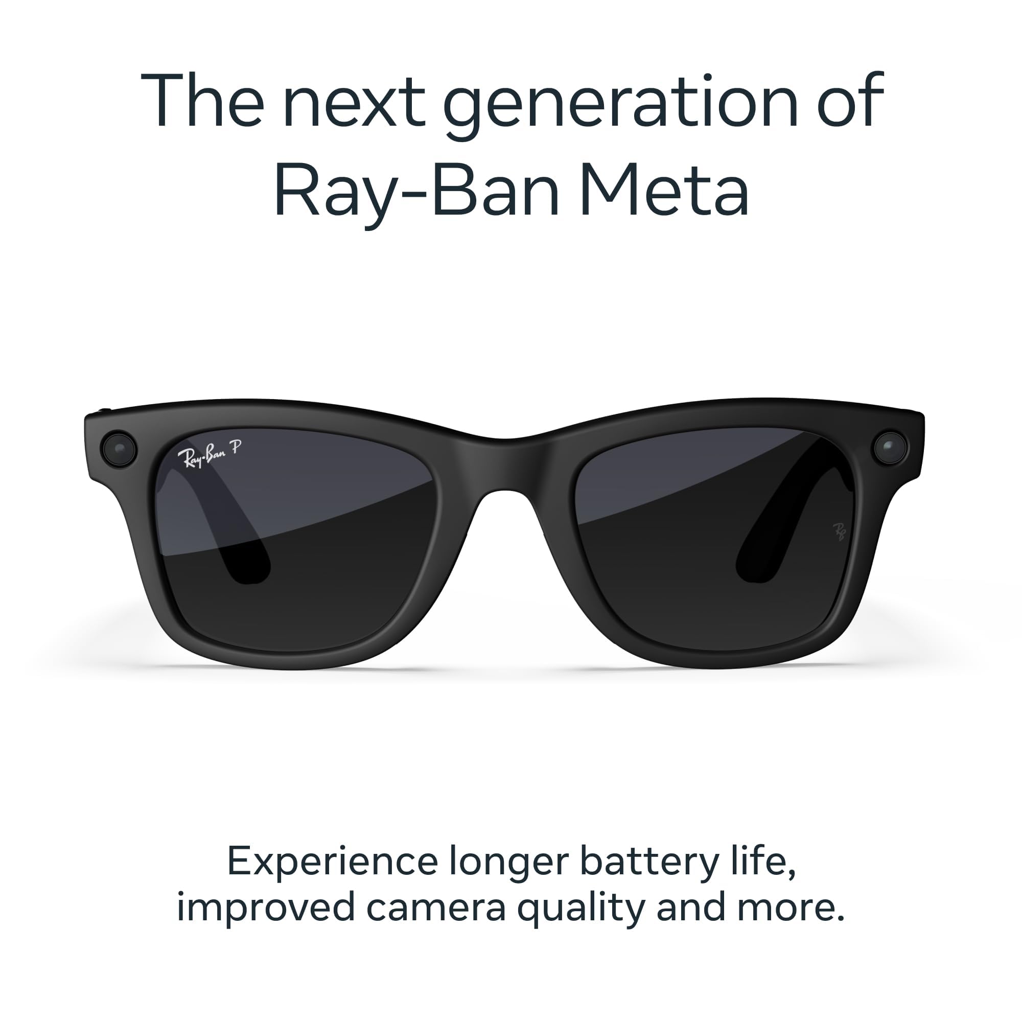 Ray-Ban Meta (Gen 2), Wayfarer, Matte Black | Smart AI Glasses for Men, Women — 2X Battery Life — 3K HD Resolution — 12 MP Ultra-Wide Camera, Audio, Video — Clear Lenses — Wearable Technology
