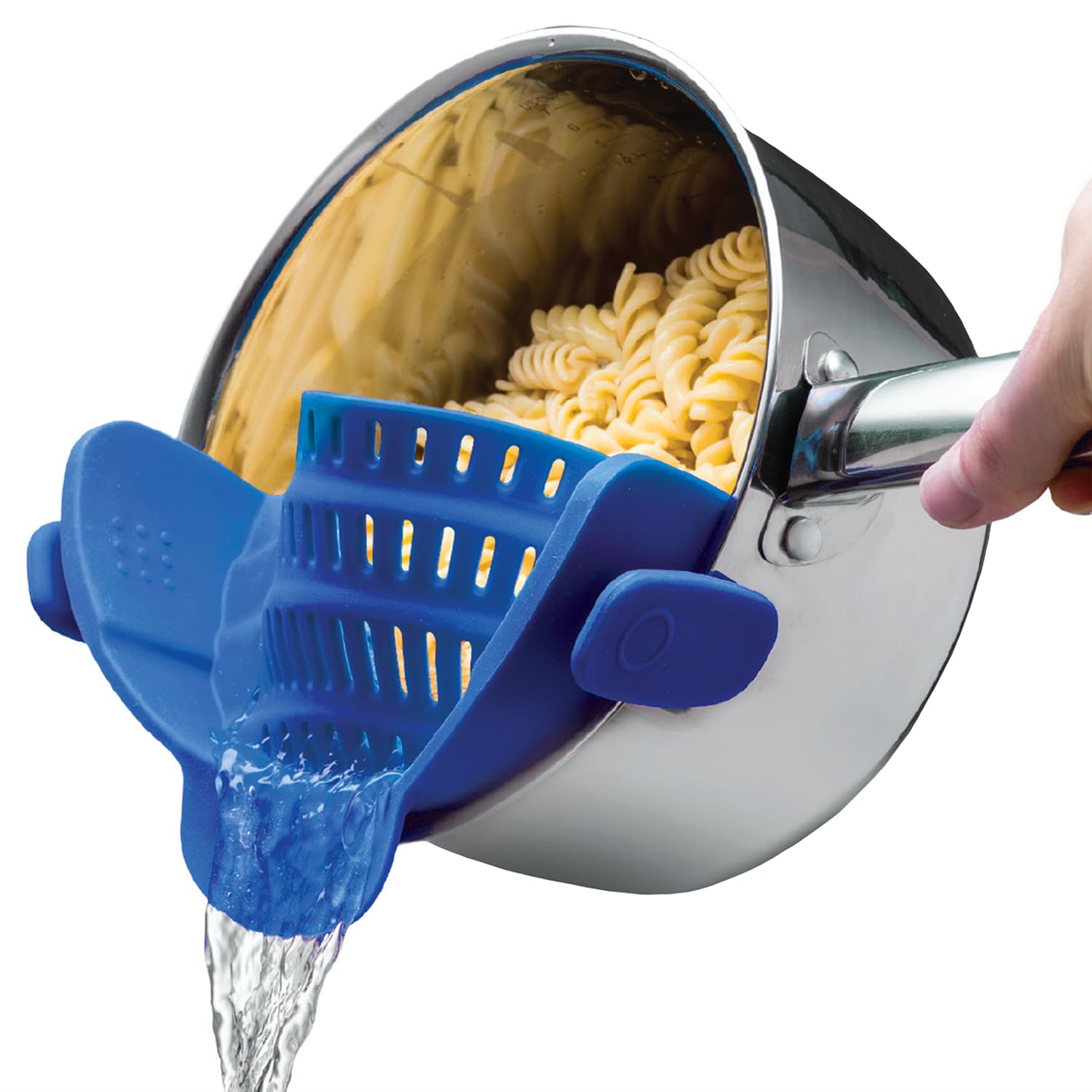Kitchen Gizmo Snap N' Strain - Silicone Pasta Strainer Clip-On for Pots and Pans - Heat Resistant Colander for Vegetables and Noodles - Kitchen Gadgets for Cooking - Space-Saving Design - Gray