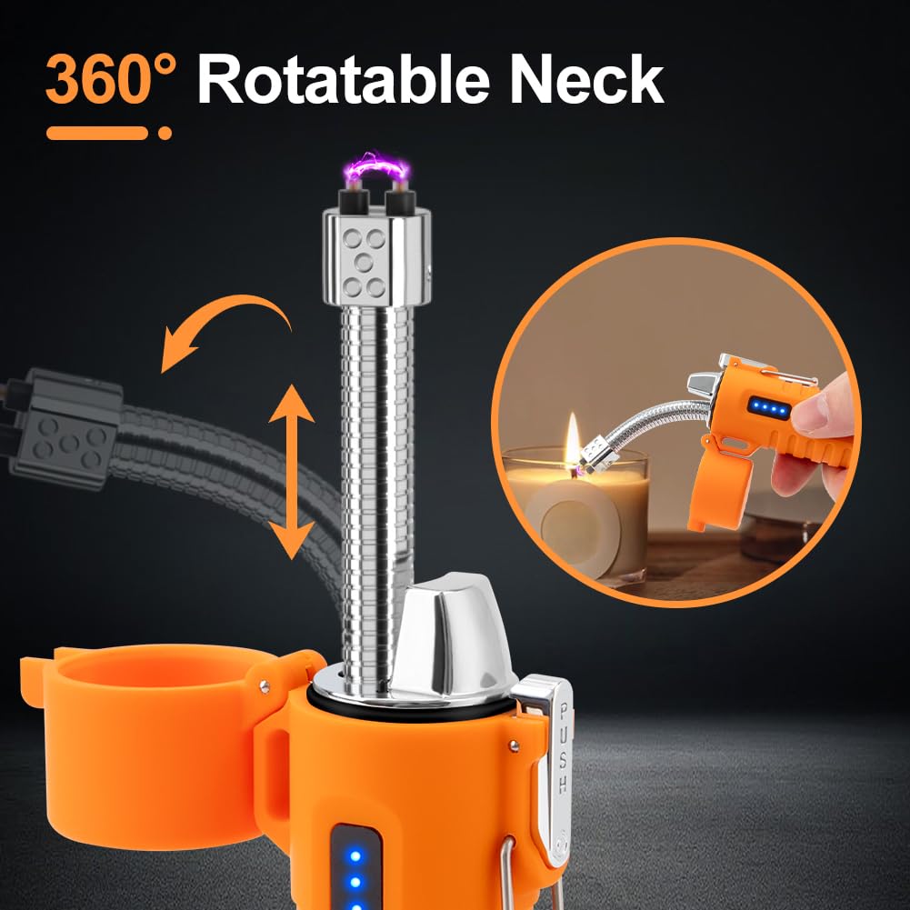 LcFun Electric Dual Arc Lighter USB Rechargeable Outdoor Windproof Flameless Plasma Lighters for Camping, Hiking, Waterproof Matches Survival Tactical Gear Birthday Gifts for Men
