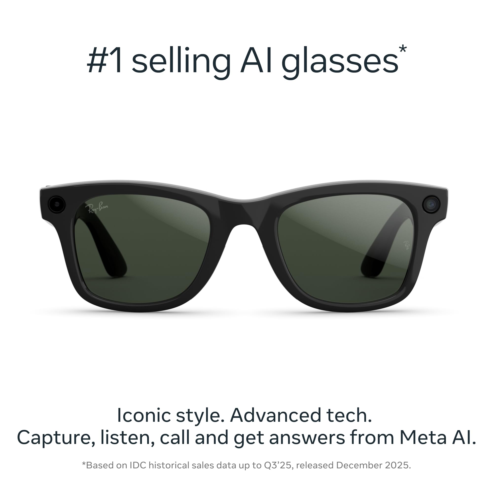 Ray-Ban Meta (Gen 2), Wayfarer, Matte Black | Smart AI Glasses for Men, Women — 2X Battery Life — 3K HD Resolution — 12 MP Ultra-Wide Camera, Audio, Video — Clear Lenses — Wearable Technology