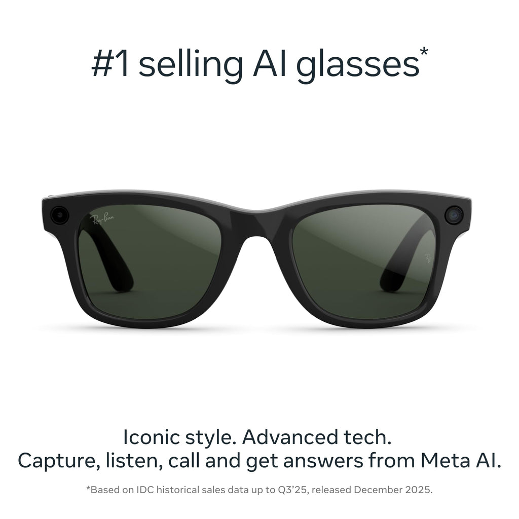 Ray-Ban Meta (Gen 2), Wayfarer, Matte Black | Smart AI Glasses for Men, Women — 2X Battery Life — 3K HD Resolution — 12 MP Ultra-Wide Camera, Audio, Video — Clear Lenses — Wearable Technology