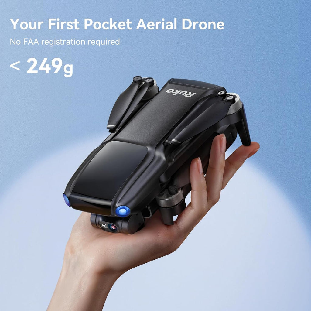 Ruko Drone with 4K UHD Camera for Adults with 3-Axis Gimbal, 8K Photo, Under 249g FAA-Exempt, 96 Mins Flight (3 Batteries), 20,000ft Transmission, GPS with Beeper, Auto Return, Beginner Friendly