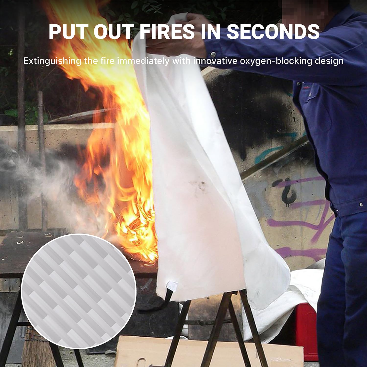 Lancryen Emergency Fire Blanket, Fire Extinguisher Blanket, Fire Suppression Fabric, Flame Retardant Towel Fire Safety Cloth for Home, Kitchen, School, Grill, Car, Office, Warehouse(40” x 40”)
