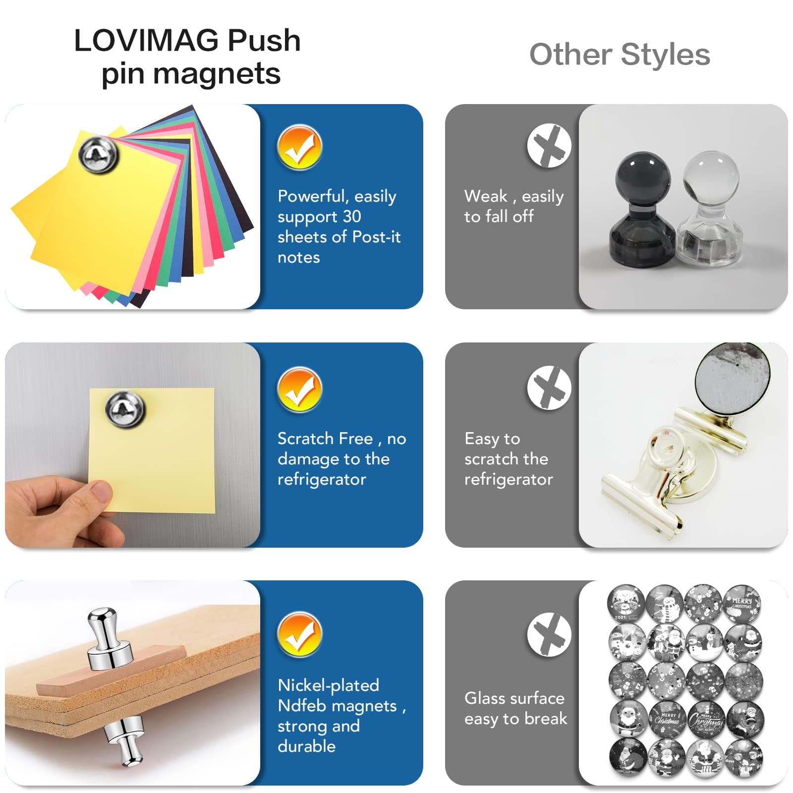 LOVIMAG Fridge Magnets 12Pcs Refrigerator Whiteboard Small Strong Magnet Classroom Kitchen Accessories Decorative Locker Set Decor Must Haves Office Calendar Refrigerador Magnetic Cute Crafts Black