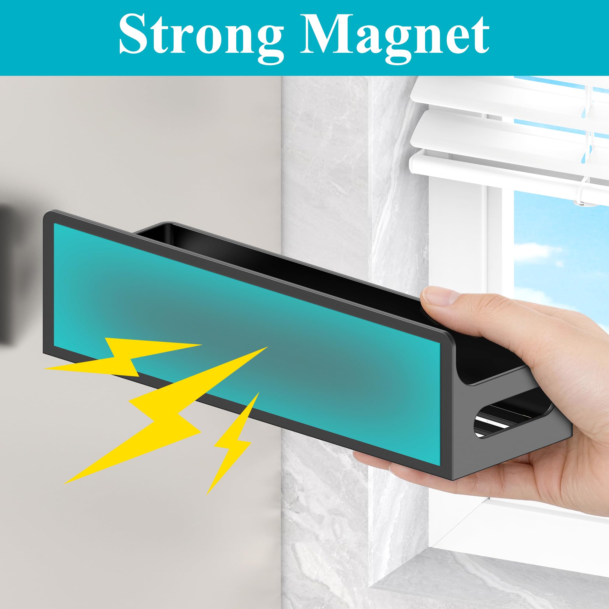 HuggieGems 4 Pack Magnetic Spice Rack Organizer for Refrigerator and Oven, Black Fridge Organizers and Storage for Kitchen