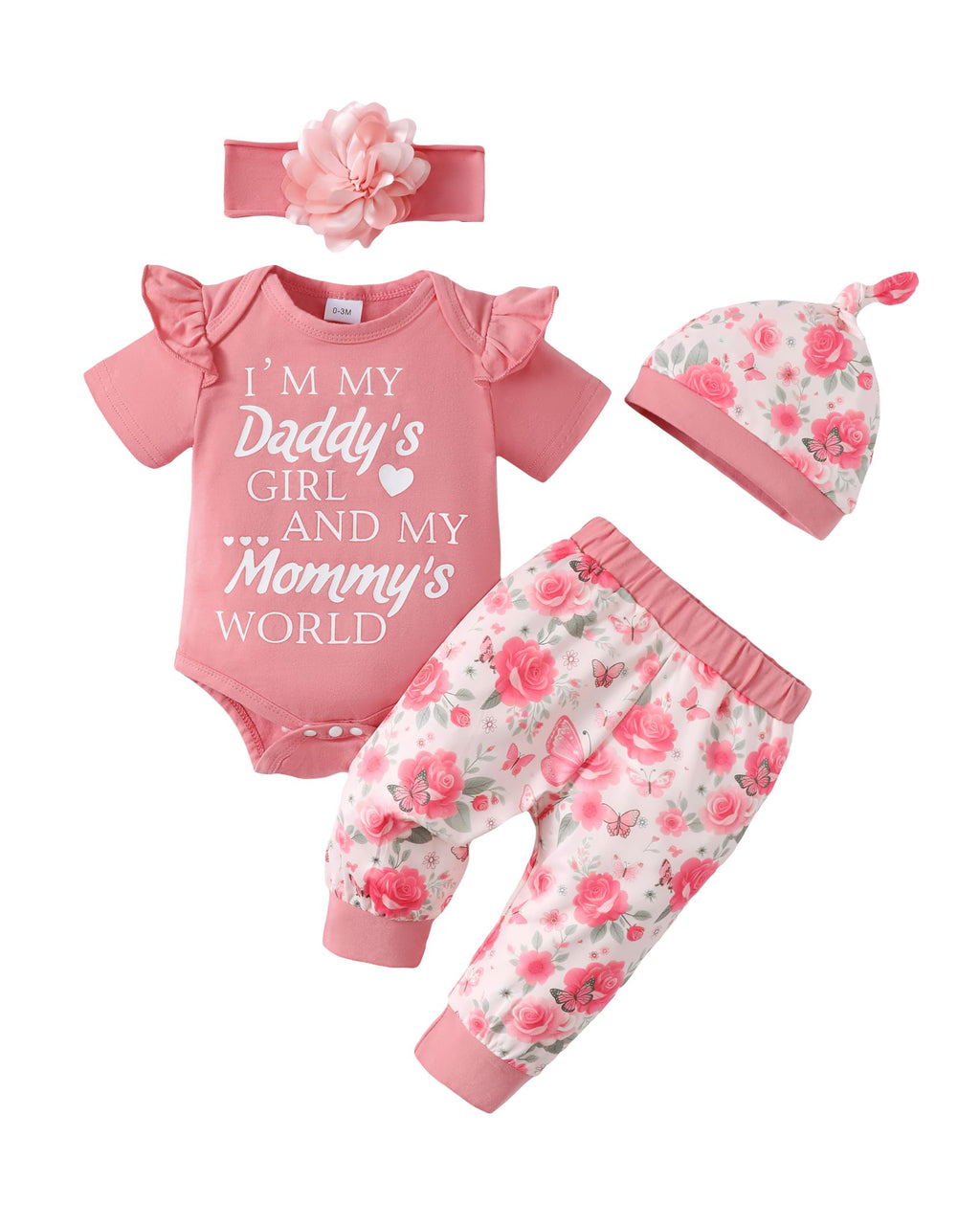 Renotemy Newborn Infant Baby Girl Clothes Summer Outfits Infant Romper Pants Cute Toddler Girl Clothes Gift Set