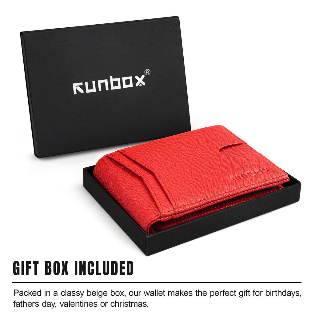 RUNBOX Wallet for Men Slim Rfid Leather 2 ID Window With Gift Box | Slim, Rfid, 2 ID Window, With Gift Box, Slim, Rfid