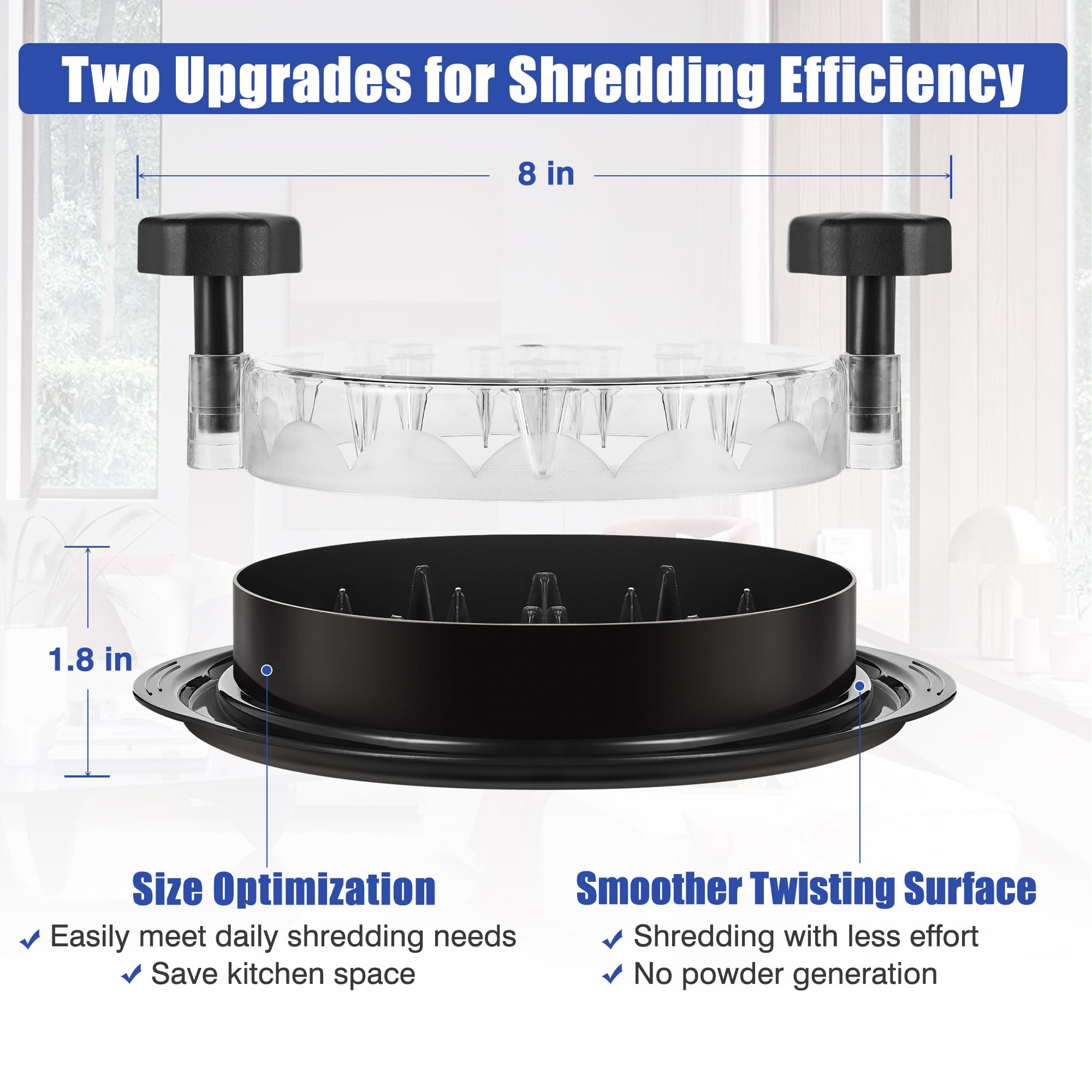 Chicken Shredder Tool Twist: 2026 Pro Food-Grade Visible Meat Shredder with Strong Anti-Slip Base, Ergonomic Handle, Chicken Breast Shredder, Suitable for Pork Beef Chicken - Black