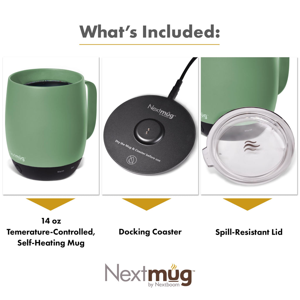 Nextmug - Temperature-Controlled, Self-Heating Coffee Mug (Slate Blue - 14 oz.)