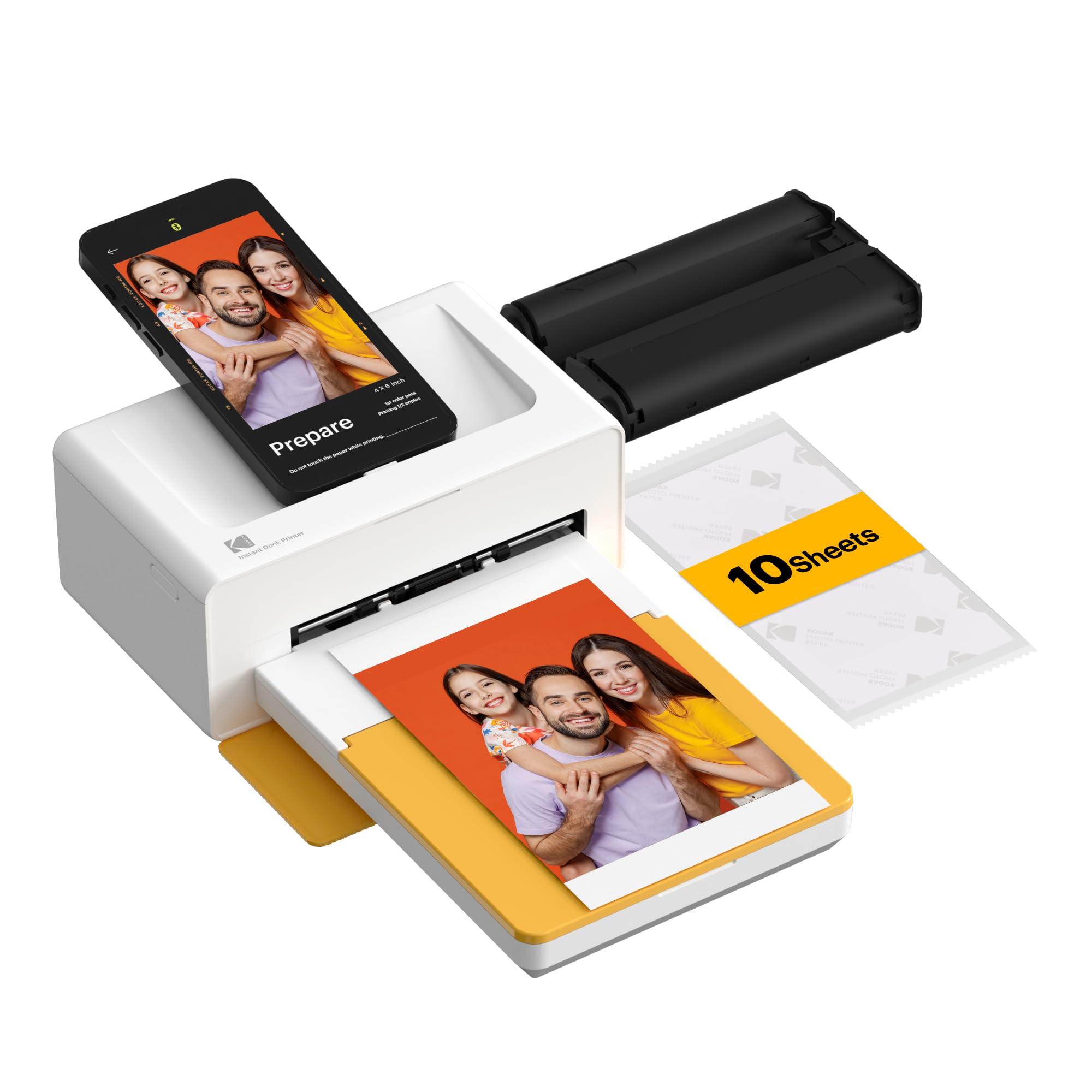 KODAK Dock Plus 4x6'' Photo Printer, 50 Sheets, Docking & Bluetooth Smartphone Printer for iPhone & Android, Instant Color Prints, 4PASS Dye Sublimation