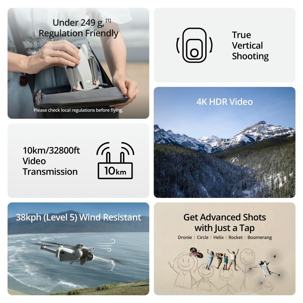 DJI Mini 3 Fly More Combo (DJI RC), Drones with Camera for Adults 4K, 3 Batteries for 114-min Flight Time, Vertical Shooting, 32800ft (10km) Video Transmission, Lightweight Mini Drone for Beginners