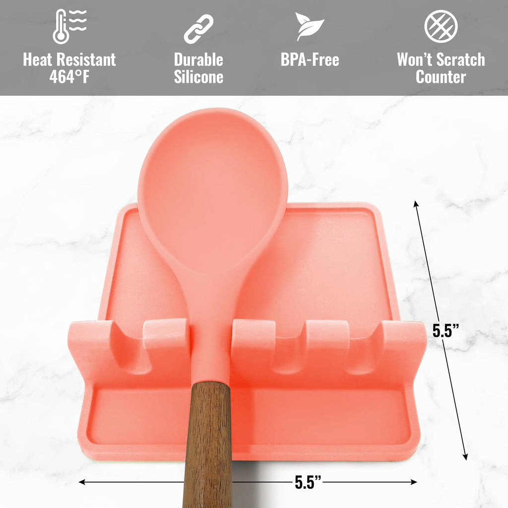Zulay Kitchen Spoon Rest for Multiple Utensils High Heat-Resistant Silicone Drip Pad, BPA-Free Spoon Holder for Stove Top, Kitchen Gadget Holder for Ladles, Tongs, Cooking Spatula - Makes Great Gift