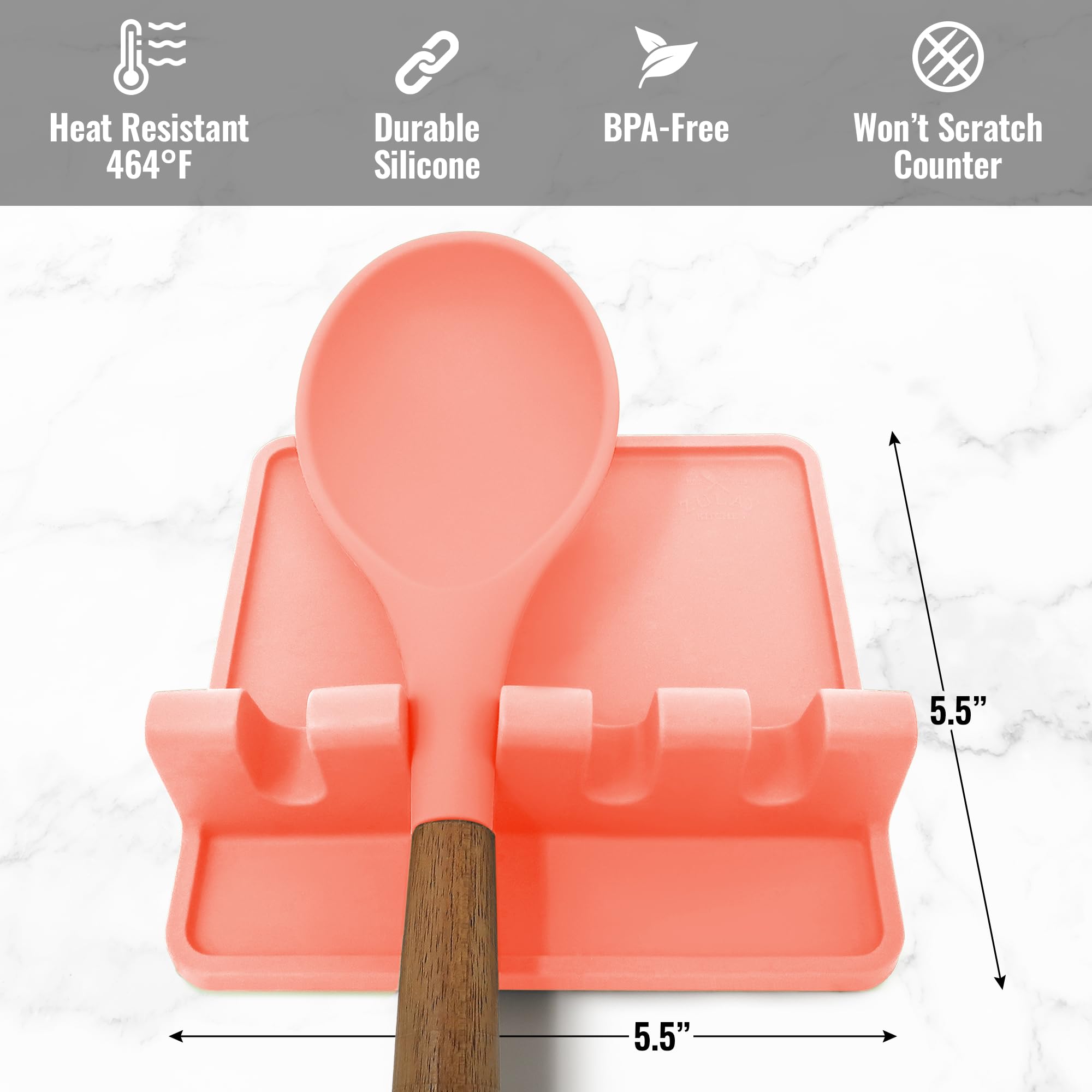 Zulay Kitchen Spoon Rest for Multiple Utensils High Heat-Resistant Silicone Drip Pad, BPA-Free Spoon Holder for Stove Top, Kitchen Gadget Holder for Ladles, Tongs, Cooking Spatula - Makes Great Gift