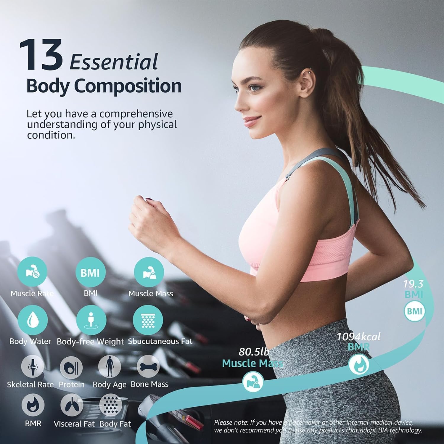 Posture Body Fat Scale, Extra Large Display Digital Bathroom Wireless Weight Scale Composition Analyzer with Heart Rate Heart Index & Body Shape Index with Free APP 400Lb Black