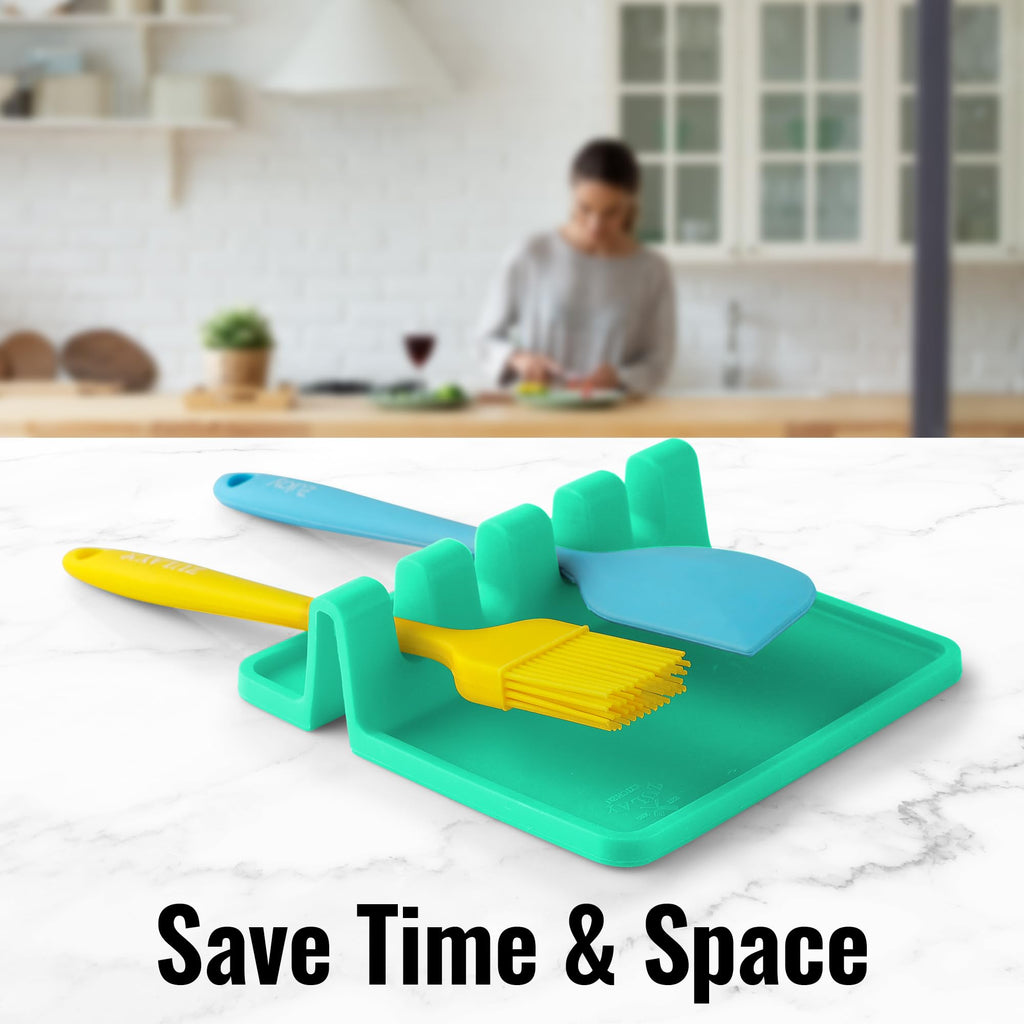 Zulay Kitchen Spoon Rest for Multiple Utensils High Heat-Resistant Silicone Drip Pad, BPA-Free Spoon Holder for Stove Top, Kitchen Gadget Holder for Ladles, Tongs, Cooking Spatula - Makes Great Gift