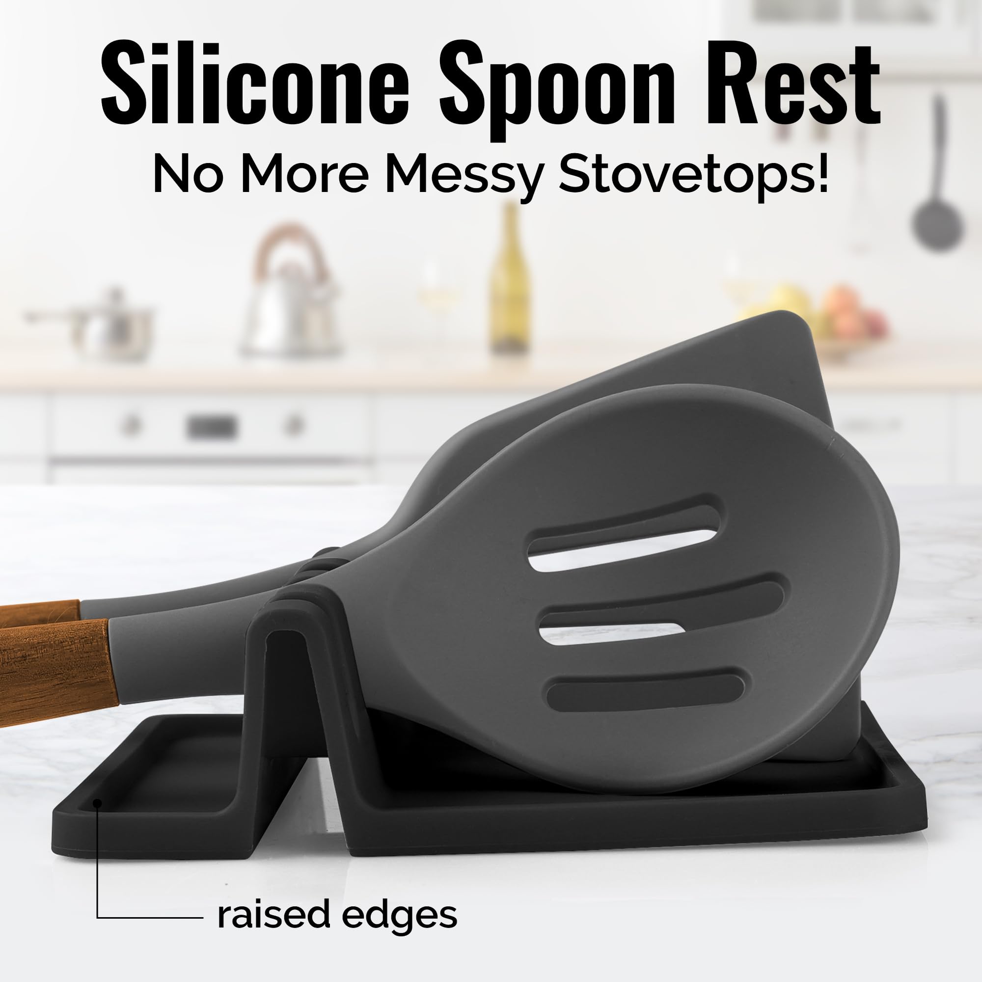 Zulay Kitchen Spoon Rest for Multiple Utensils High Heat-Resistant Silicone Drip Pad, BPA-Free Spoon Holder for Stove Top, Kitchen Gadget Holder for Ladles, Tongs, Cooking Spatula - Makes Great Gift