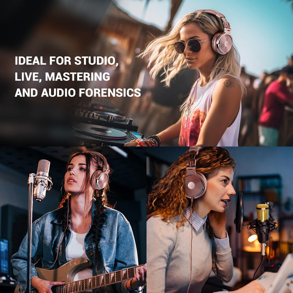 OneOdio Wired Over Ear Headphones Hi-Res Studio Monitor & Mixing DJ Stereo Headsets with 50mm Drivers and 1/4 to 3.5mm Jack for AMP Computer Recording Podcast Keyboard Guitar Laptop - Black