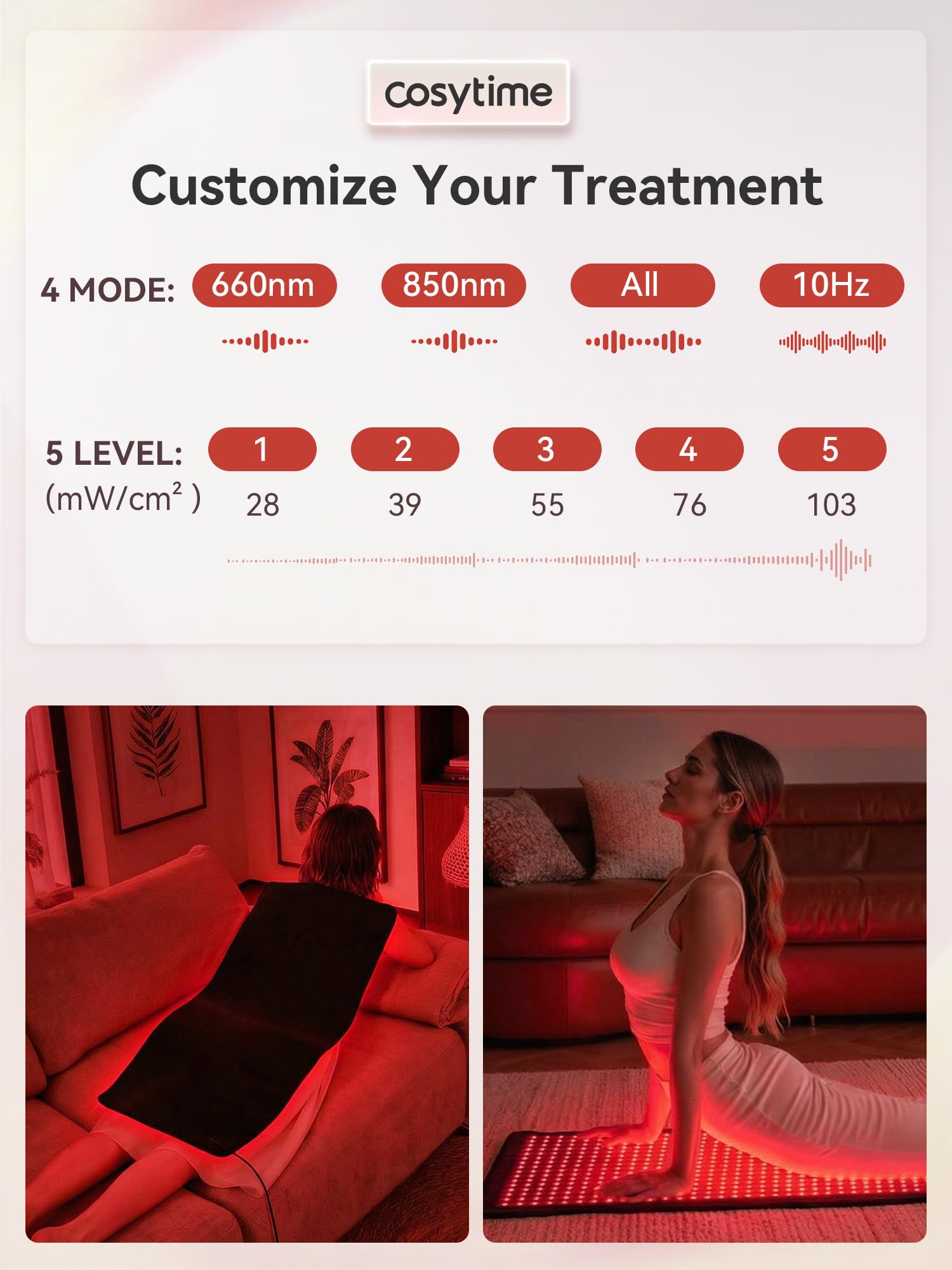 26" x 13" Red Light Therapy for Body - 660nm Red & 850nm Near Infrared NIR, Tri-Chip 1089 LEDs Therapy Mat