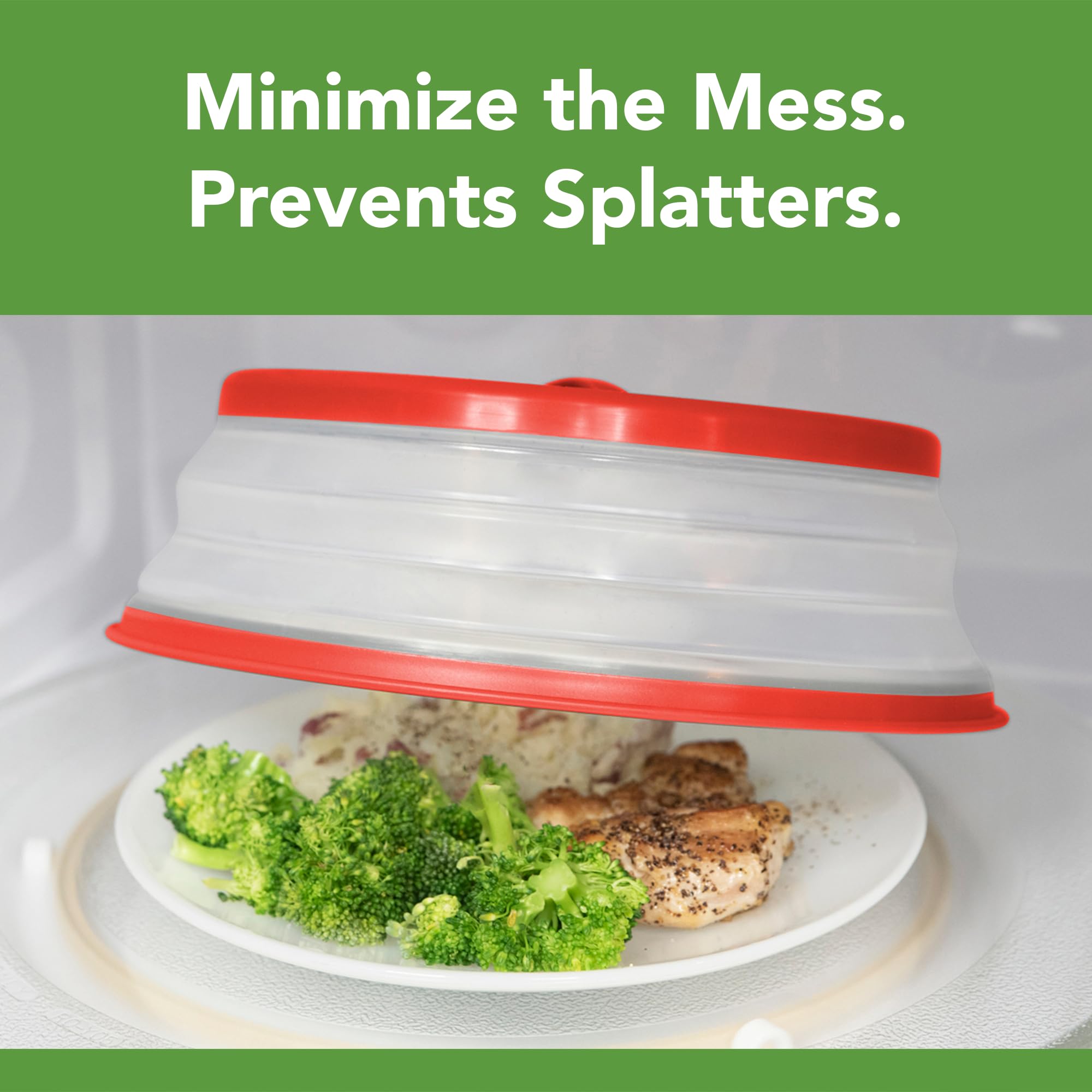 Tovolo Microwave Splatter Cover for Food, Medium (Charcoal) - Collapsible & Vented Silicone Splatter Guard Lid - Microwave Plate & Dish Cover with Handle - BPA-Free Kitchen Gadget for Meal Prep