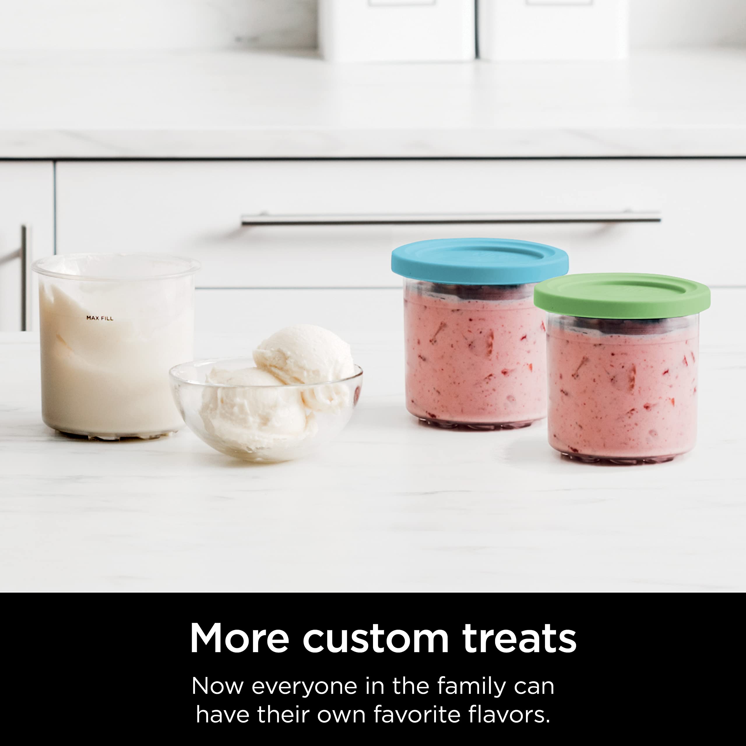 Ninja NC301 CREAMi Ice Cream Maker, for Gelato, Mix-ins, Milkshakes, Sorbet, Smoothie Bowls & More, 7 One-Touch Programs, with (2) Pint Containers & Lids, Compact Size, Perfect for Kids, Silver