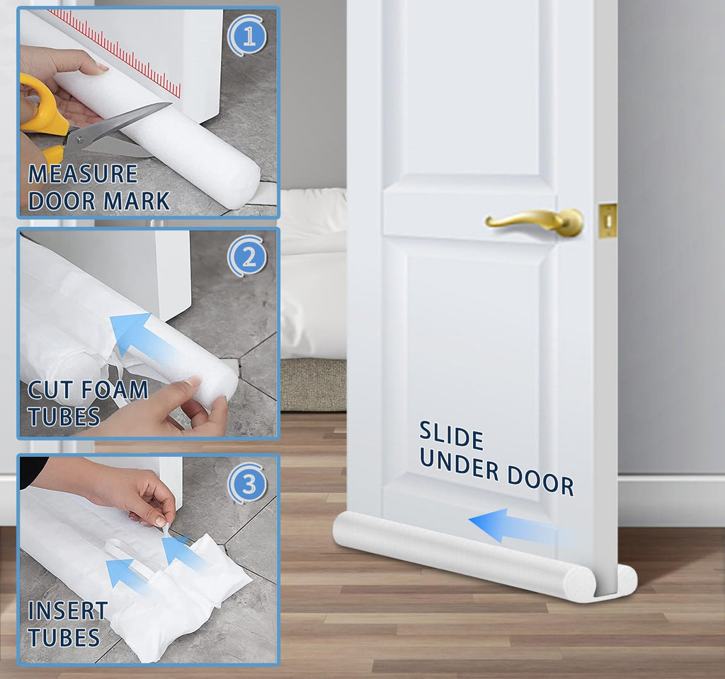 MAXTID Large Door Draft Stopper for Bottom of Doors 36” Under Door Sweep Noise Blocker Black Gap Stoppers Adjustable Doors Seal Sweep Guard Draft, Window Breeze Stoppers, Home Essentials Gadgets