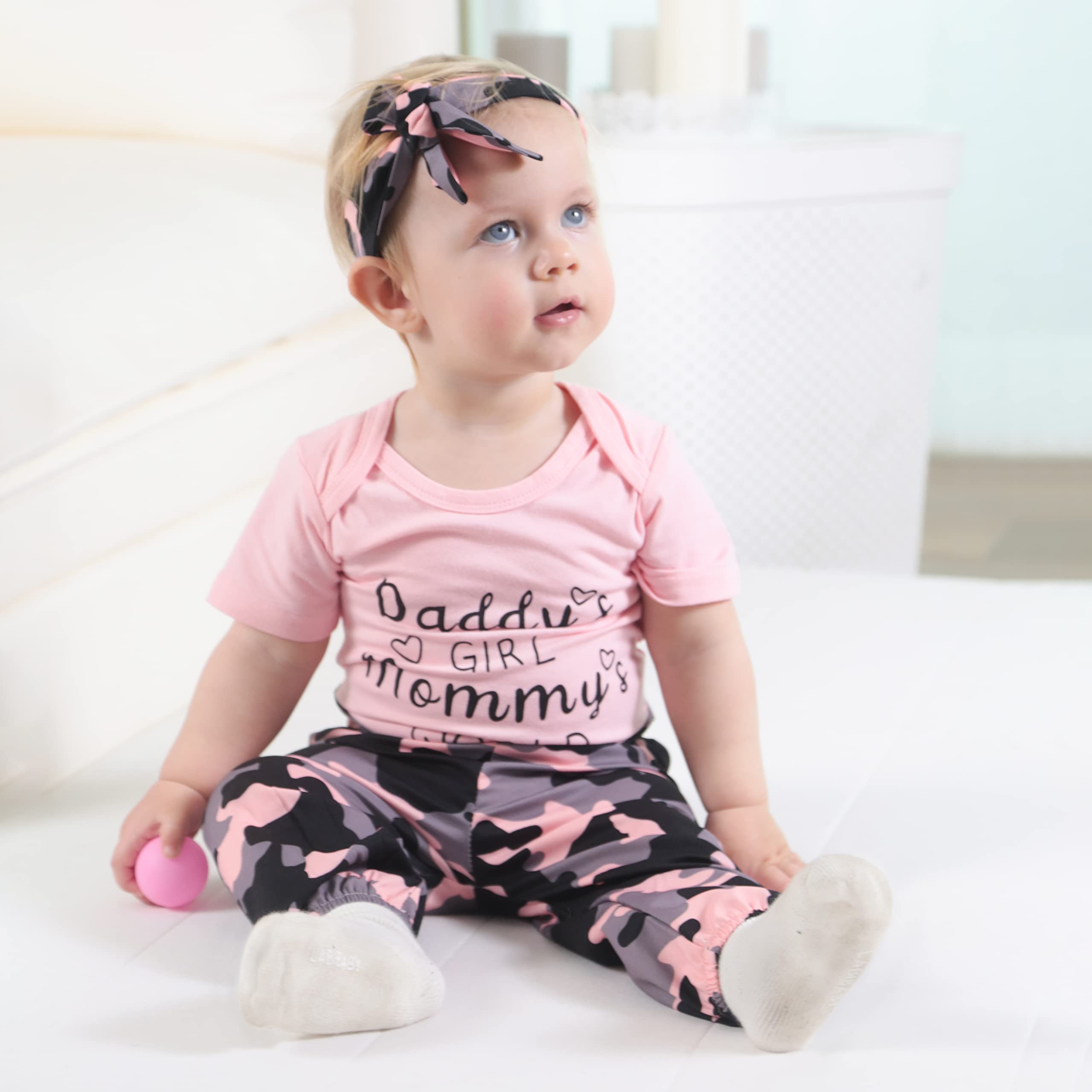 Renotemy Newborn Infant Baby Girl Clothes Summer Outfits Infant Romper Pants Cute Toddler Girl Clothes Gift Set