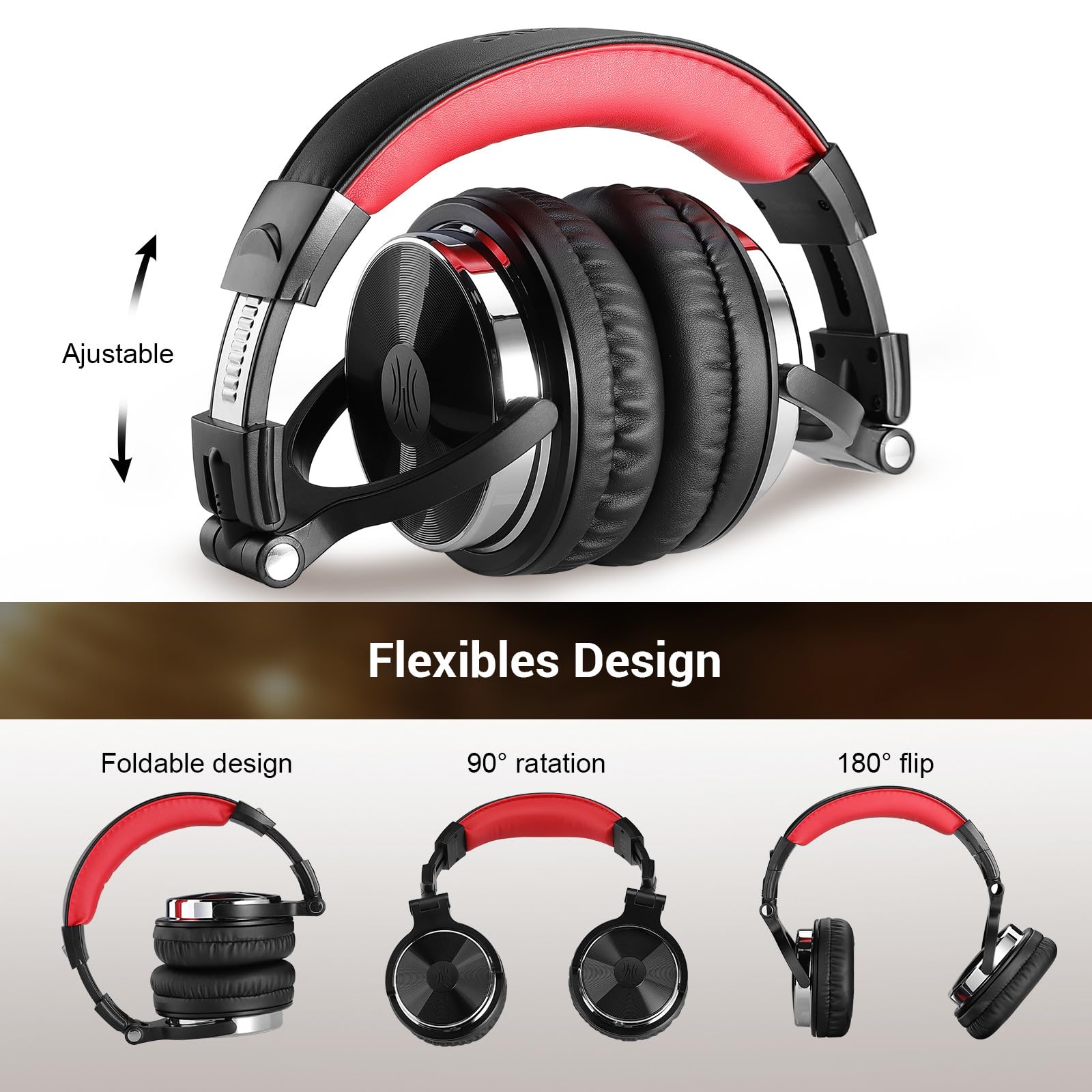 OneOdio Wired Over Ear Headphones Hi-Res Studio Monitor & Mixing DJ Stereo Headsets with 50mm Drivers and 1/4 to 3.5mm Jack for AMP Computer Recording Podcast Keyboard Guitar Laptop - Black