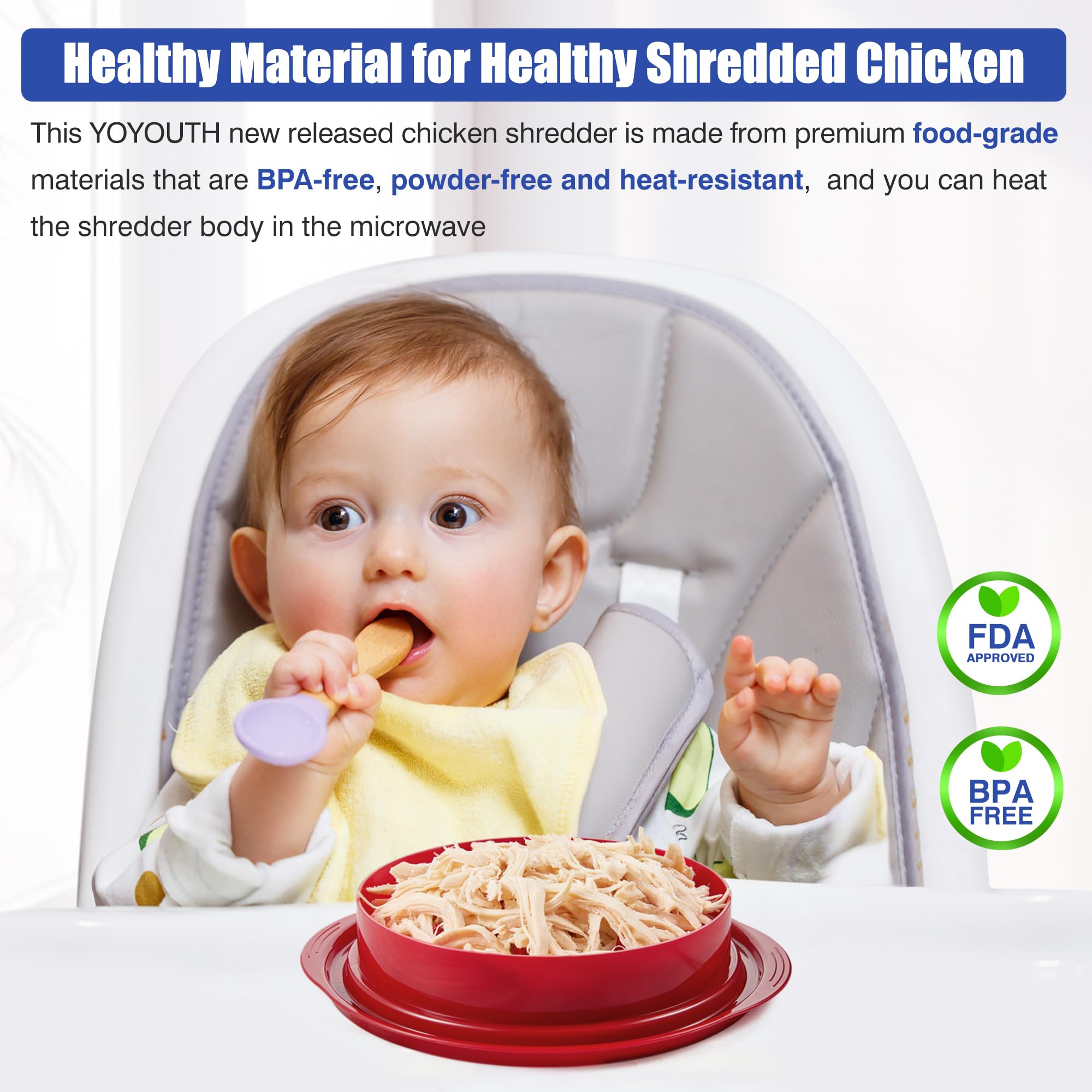 Chicken Shredder Tool Twist: 2026 Pro Food-Grade Visible Meat Shredder with Strong Anti-Slip Base, Ergonomic Handle, Chicken Breast Shredder, Suitable for Pork Beef Chicken - Black