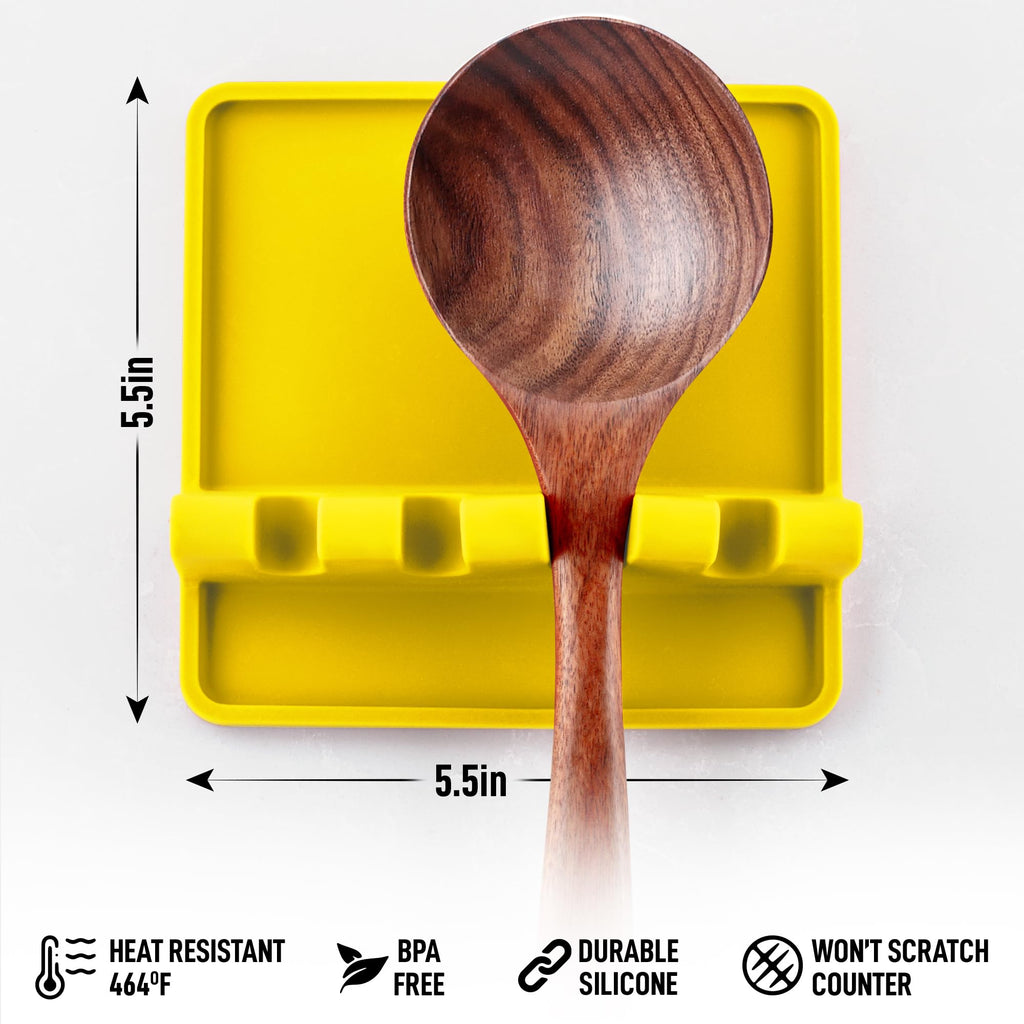 Zulay Kitchen Spoon Rest for Multiple Utensils High Heat-Resistant Silicone Drip Pad, BPA-Free Spoon Holder for Stove Top, Kitchen Gadget Holder for Ladles, Tongs, Cooking Spatula - Makes Great Gift