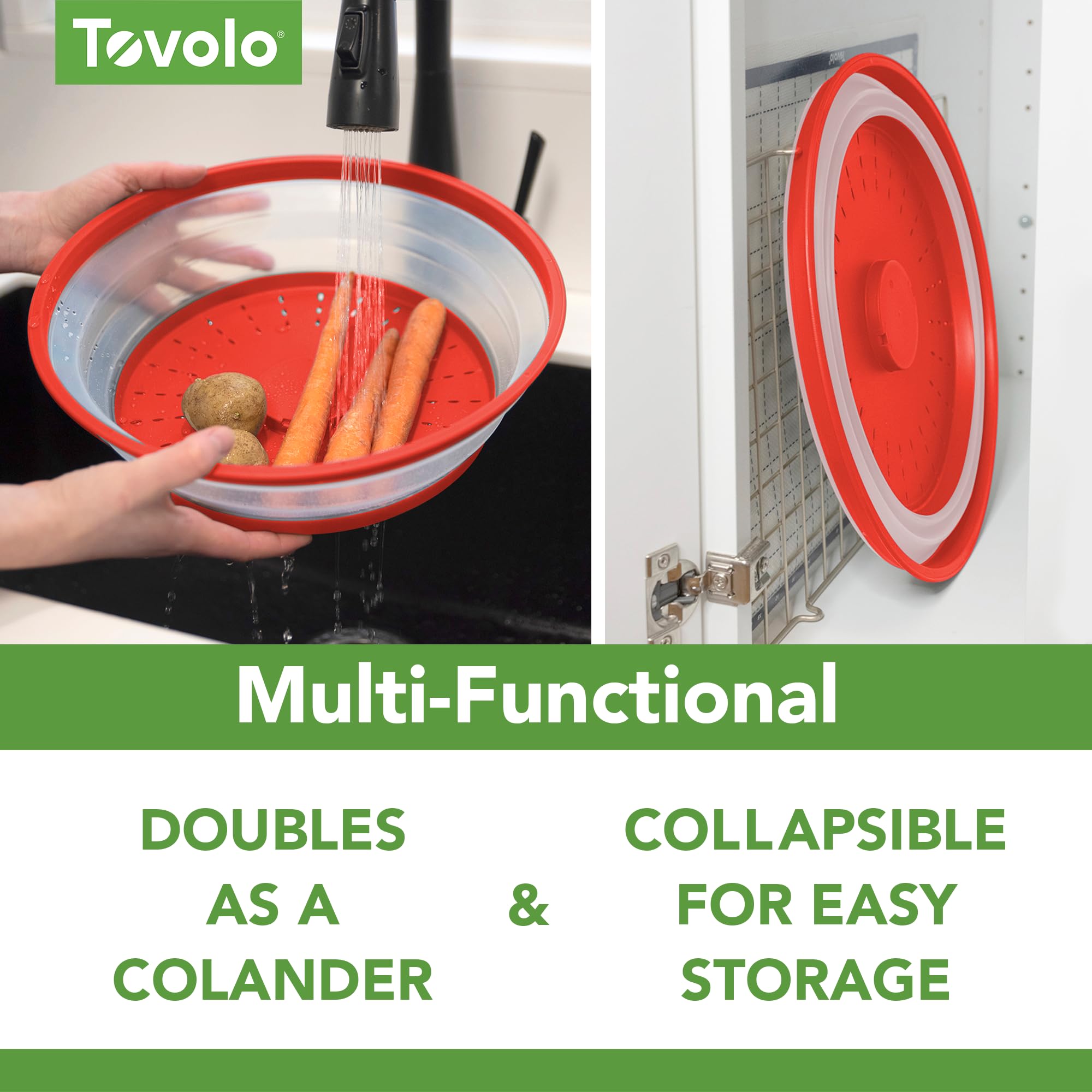 Tovolo Microwave Splatter Cover for Food, Medium (Charcoal) - Collapsible & Vented Silicone Splatter Guard Lid - Microwave Plate & Dish Cover with Handle - BPA-Free Kitchen Gadget for Meal Prep