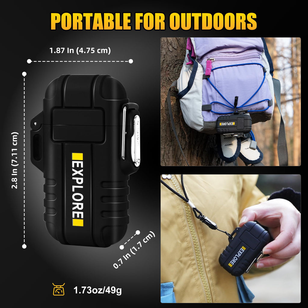 LcFun Electric Dual Arc Lighter USB Rechargeable Outdoor Windproof Flameless Plasma Lighters for Camping, Hiking, Waterproof Matches Survival Tactical Gear Birthday Gifts for Men