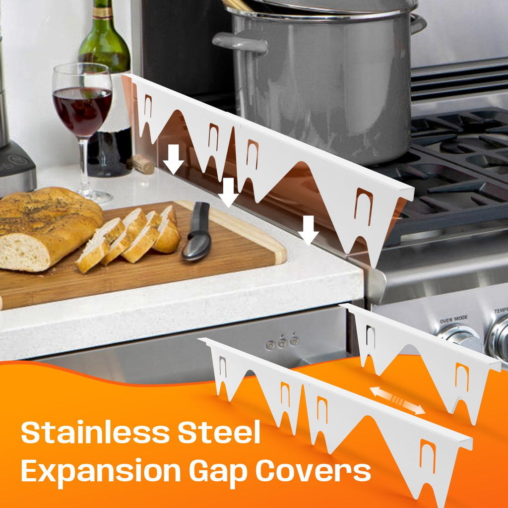 Stainless Steel Stove Gap Covers,Stove Gap Filler, Range Trim Kit, Stove Gap Guards, Heat Resistant and Easy to Clean, Easy retractable Length 13.8" to 27.5", Width 0.79",Black(2PCS)