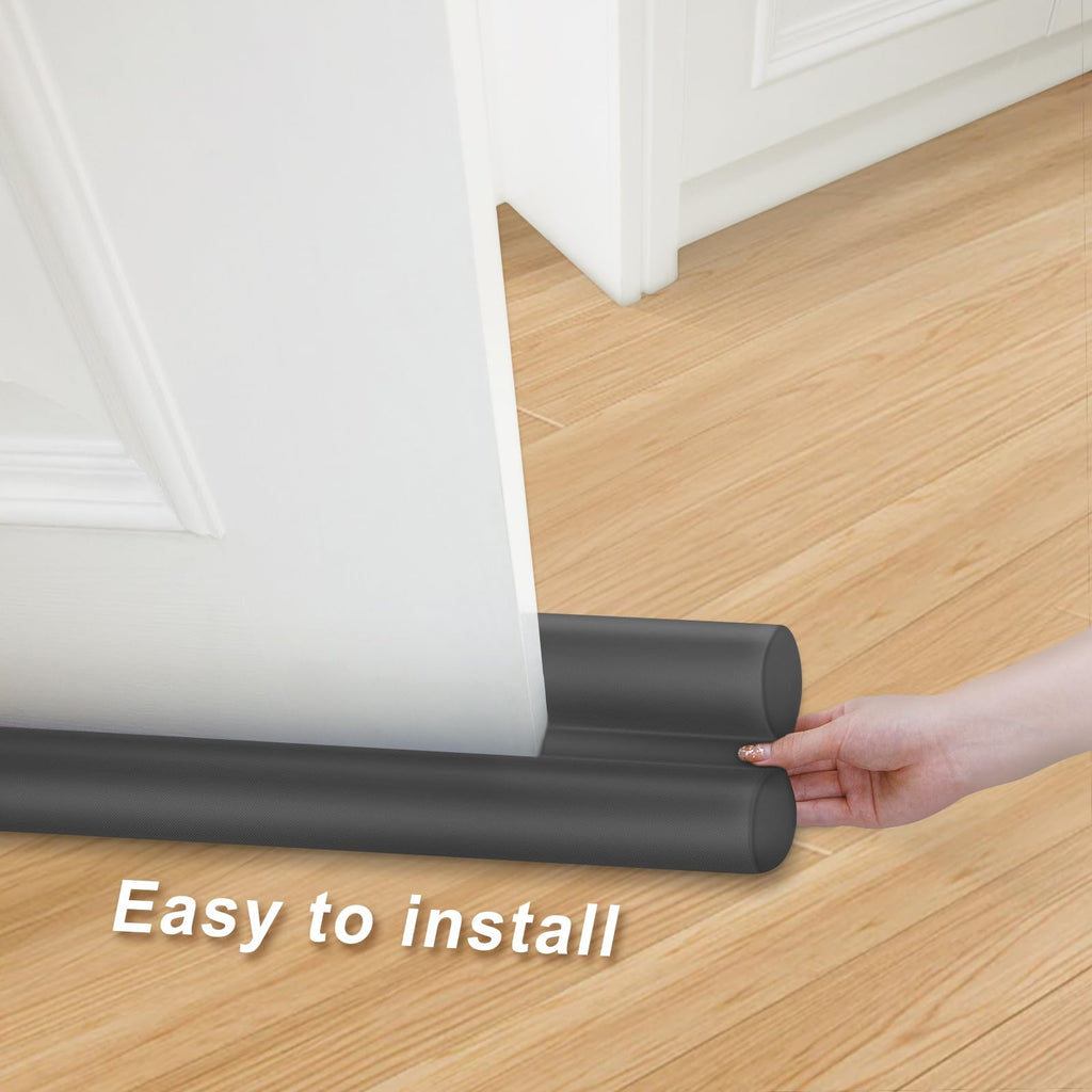 MAXTID Large Door Draft Stopper for Bottom of Doors 36” Under Door Sweep Noise Blocker Black Gap Stoppers Adjustable Doors Seal Sweep Guard Draft, Window Breeze Stoppers, Home Essentials Gadgets