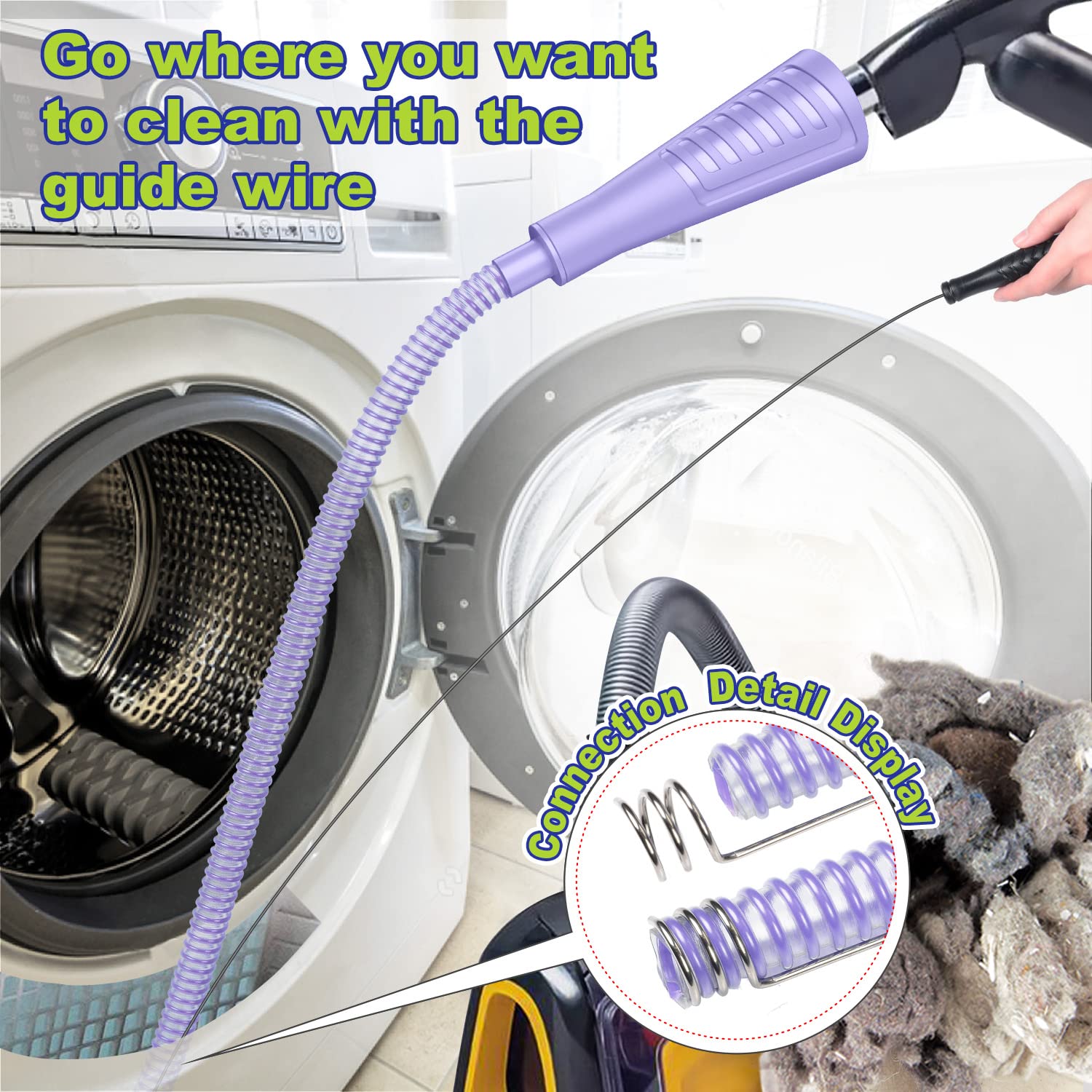 Sealegend 2 Pieces Dryer Vent Cleaner Kit Dryer Lint Vacuum Attachment, Dryer Vent Cleaning Lint Remover 2 Hoses Tools for Home Improvement